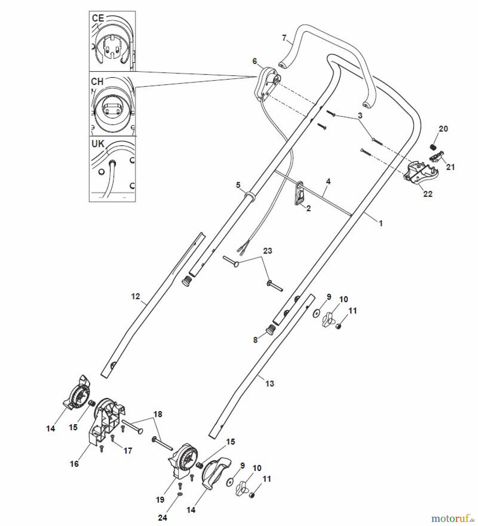  Global Garden Products GGP Rasenmäher Baujahr 2017 Elektro Ohne Antrieb 2017 EL 420 Handle, Upper Part