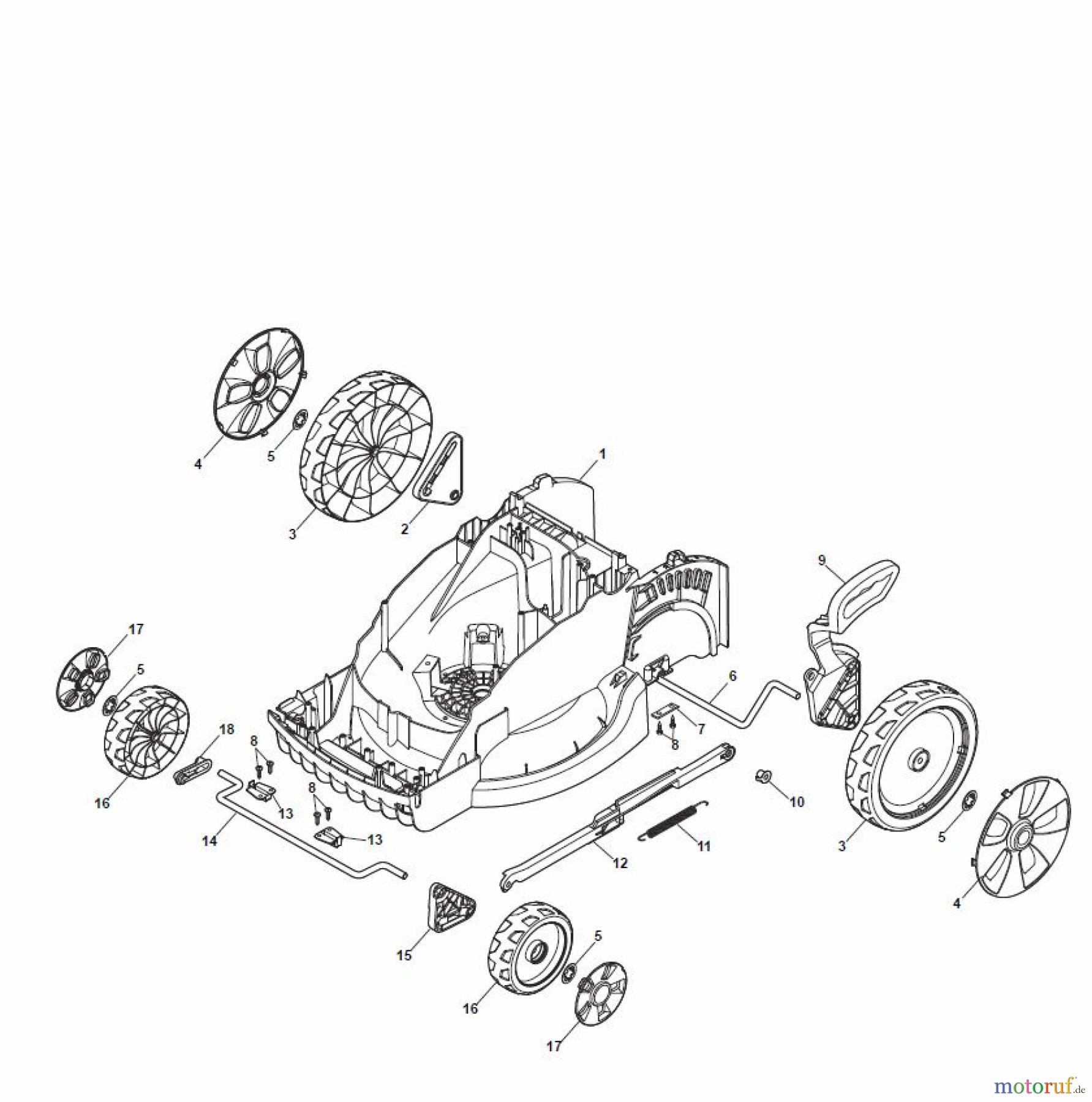  Global Garden Products GGP Rasenmäher Elektro Ohne Antrieb 2017 EL 380 Deck And Height Adjusting