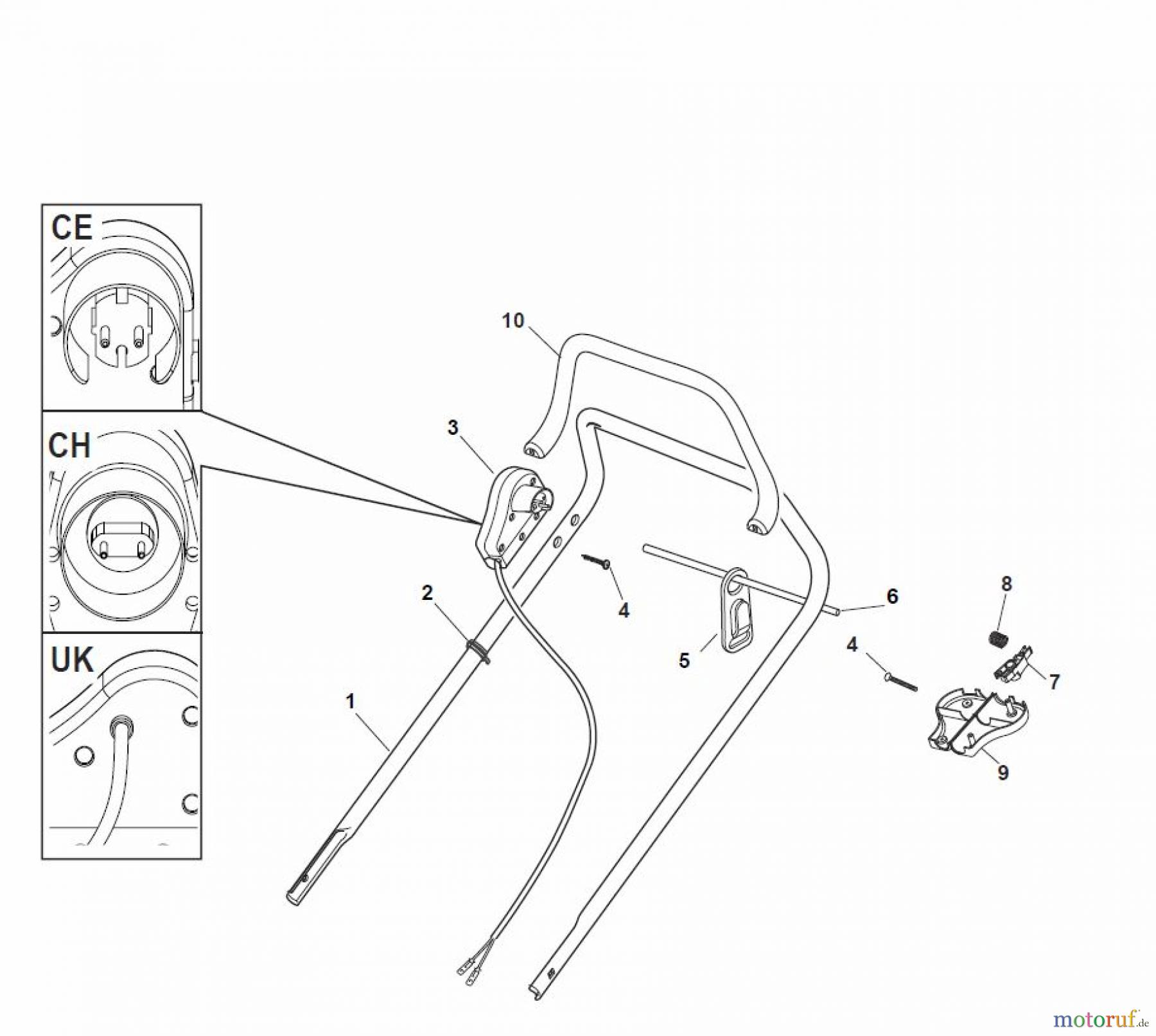  Global Garden Products GGP Rasenmäher Baujahr 2017 Elektro Ohne Antrieb 2017 CRL-CSL 480 W - CRL-CSL 480 WQ Handle, Upper Part