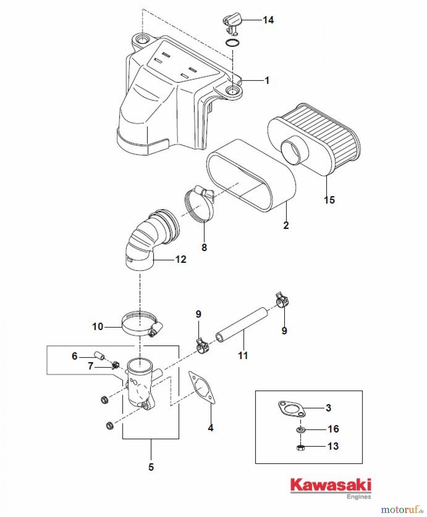  Global Garden Products GGP Motoren 2017 FS600V-AS50 Kawasaki Air Filter/Muffler