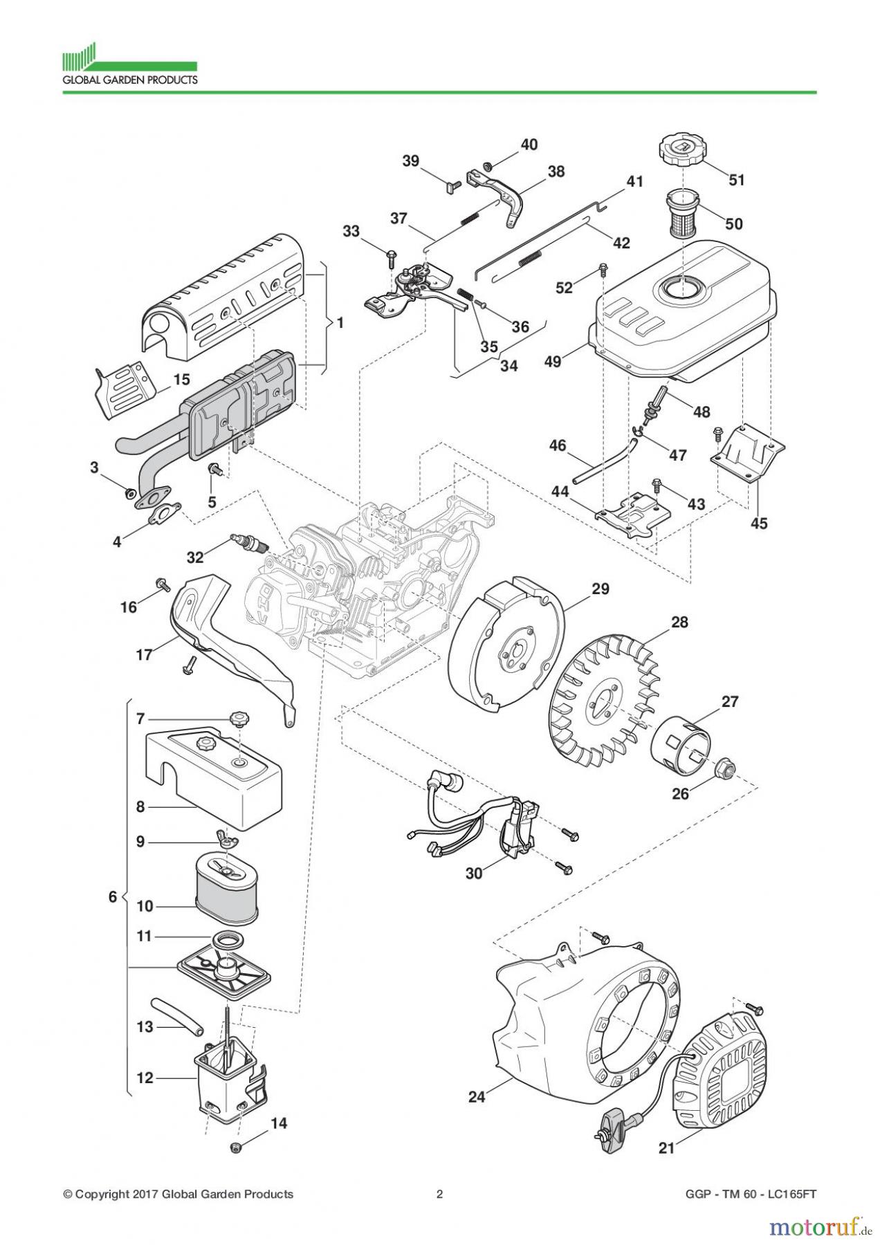  Global Garden Products GGP Motoren 2017 TM 60 - LC165FT Engine - Starter Assy, Tank