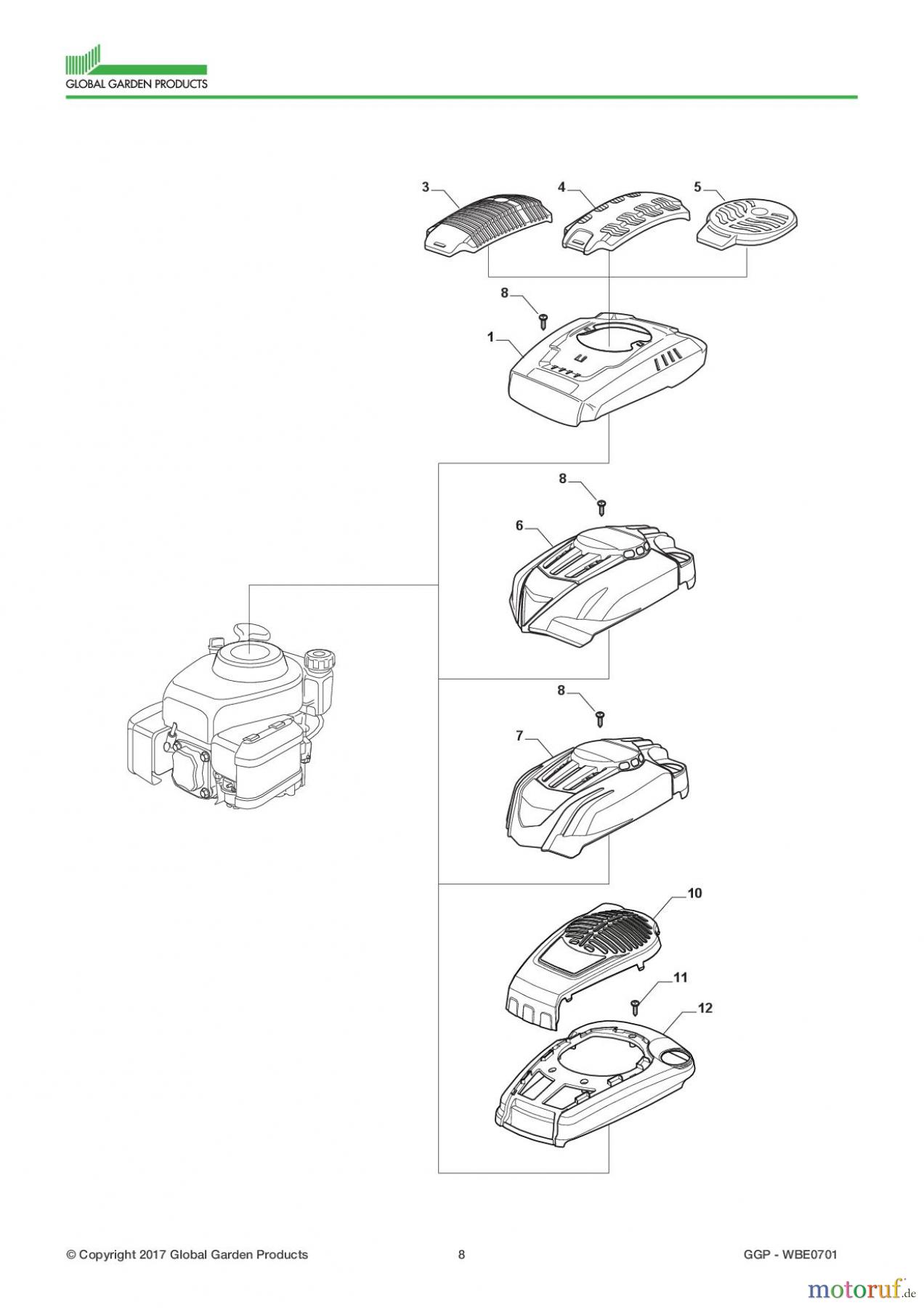  Global Garden Products GGP Motoren 2017 WBE0701 Engine Cover