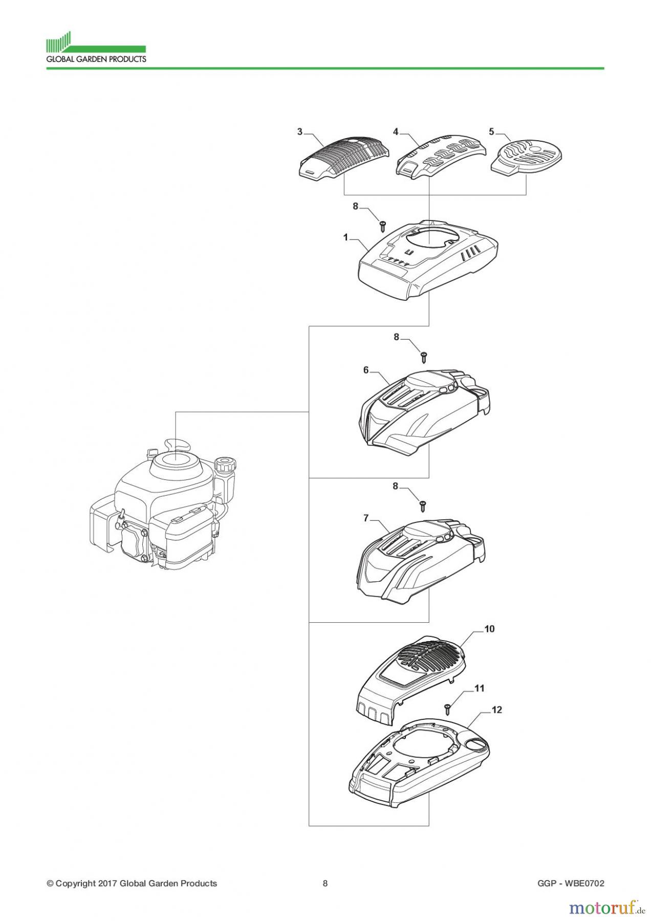  Global Garden Products GGP Motoren 2017 WBE0702 Engine Cover