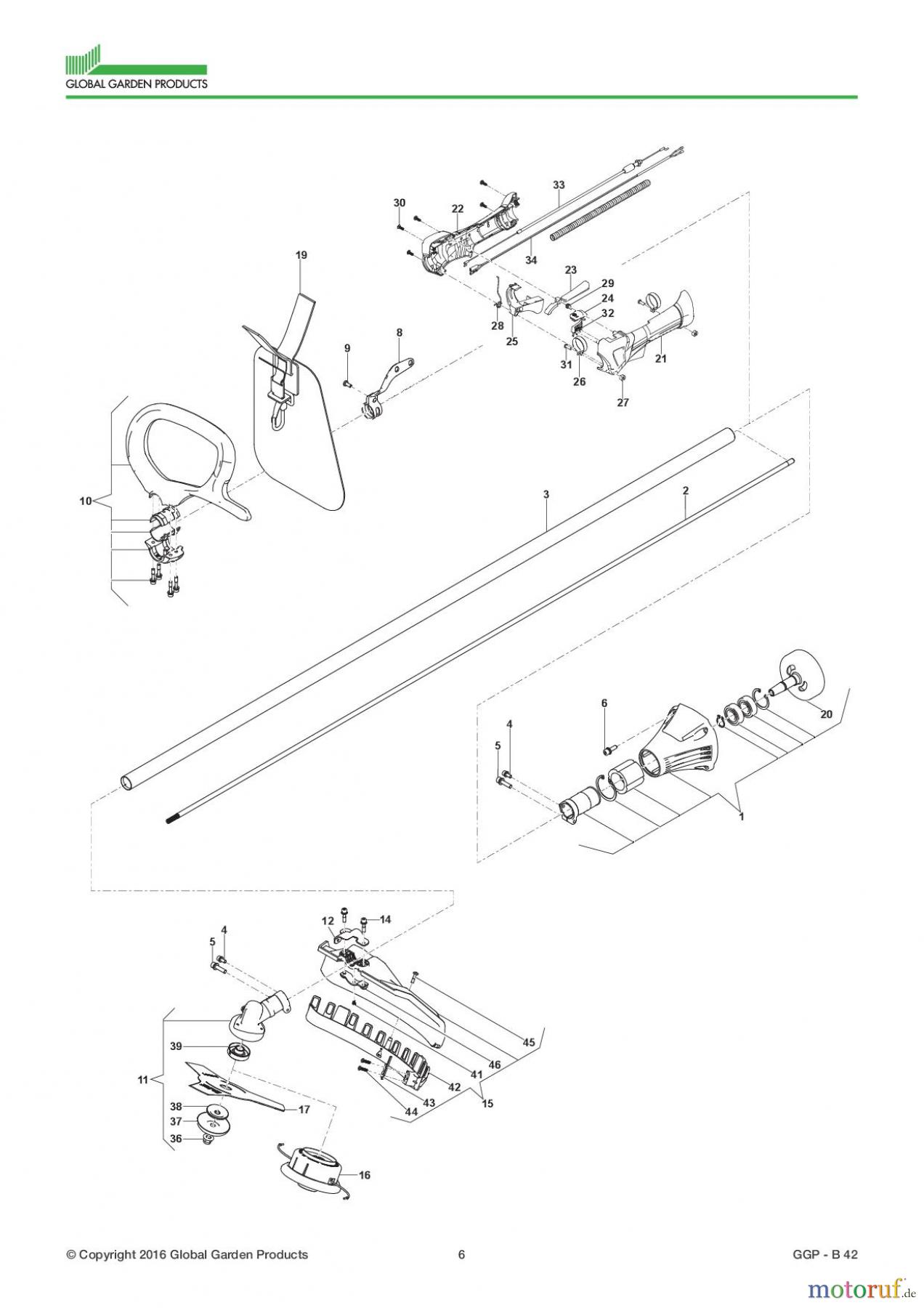  Global Garden Products GGP Motorsensen und Trimmer Benzin 2017 B 42 Transmission