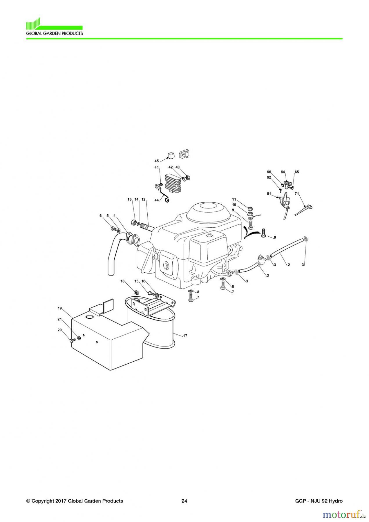  Global Garden Products GGP Aufsitzmäher Sammler Collecting 92cm 2017 NJU 92 Hydro Engine - Honda Gxv 390