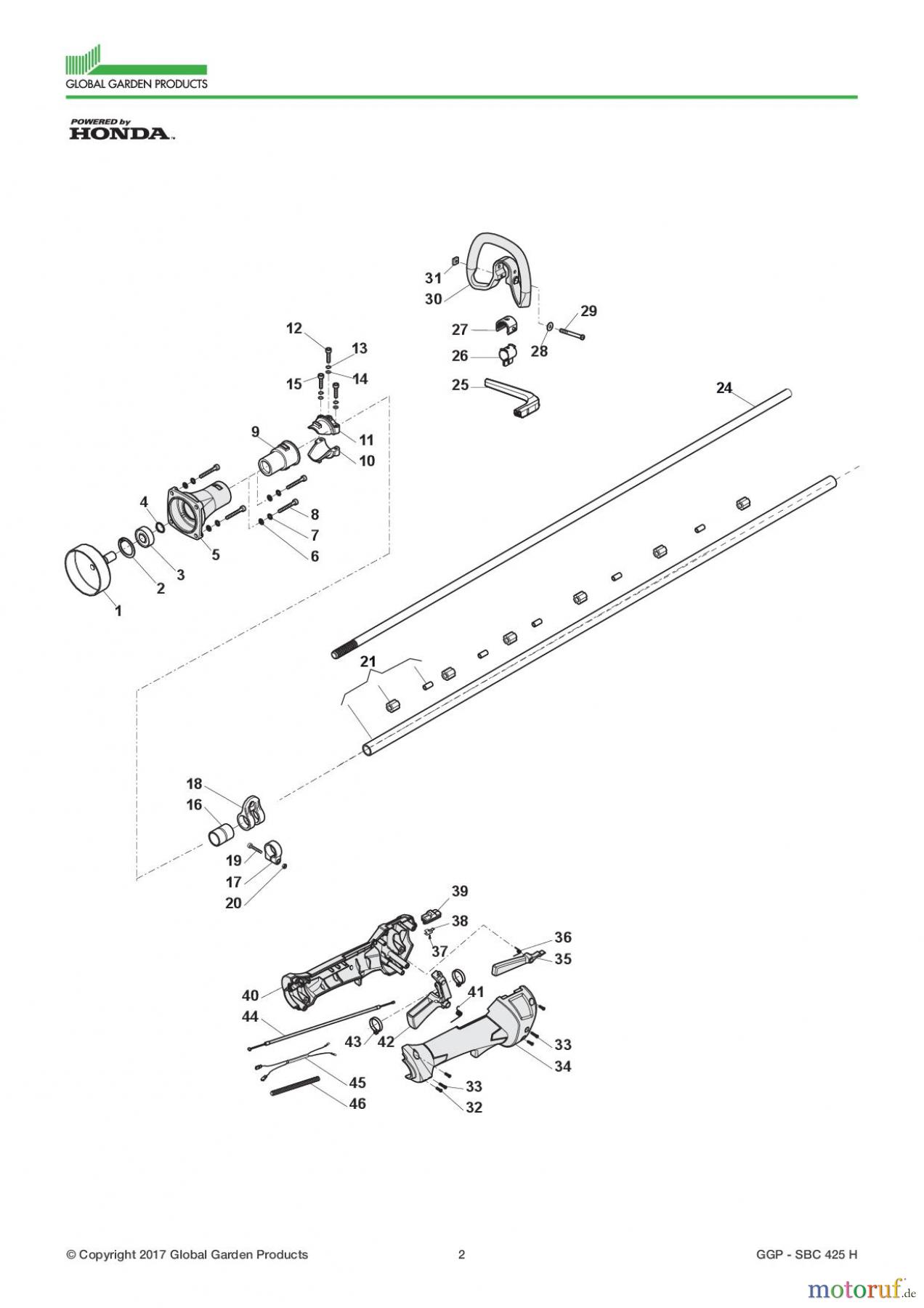  Global Garden Products GGP Motorsensen und Trimmer Benzin 2017 SBC 425 H Transmission