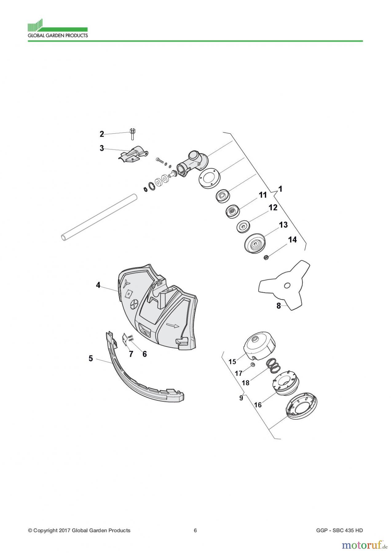  Global Garden Products GGP Motorsensen und Trimmer Benzin 2017 SBC 435 HD Gear case