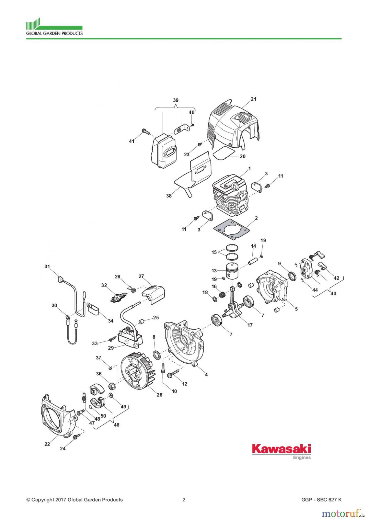  Global Garden Products GGP Motorsensen und Trimmer Benzin 2017 SBC 627 K Engine