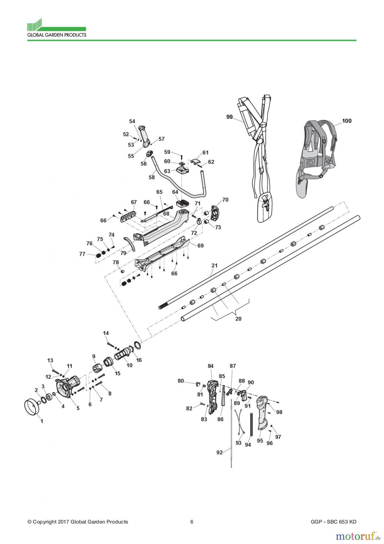  Global Garden Products GGP Motorsensen und Trimmer Benzin 2017 SBC 653 KD Transmission