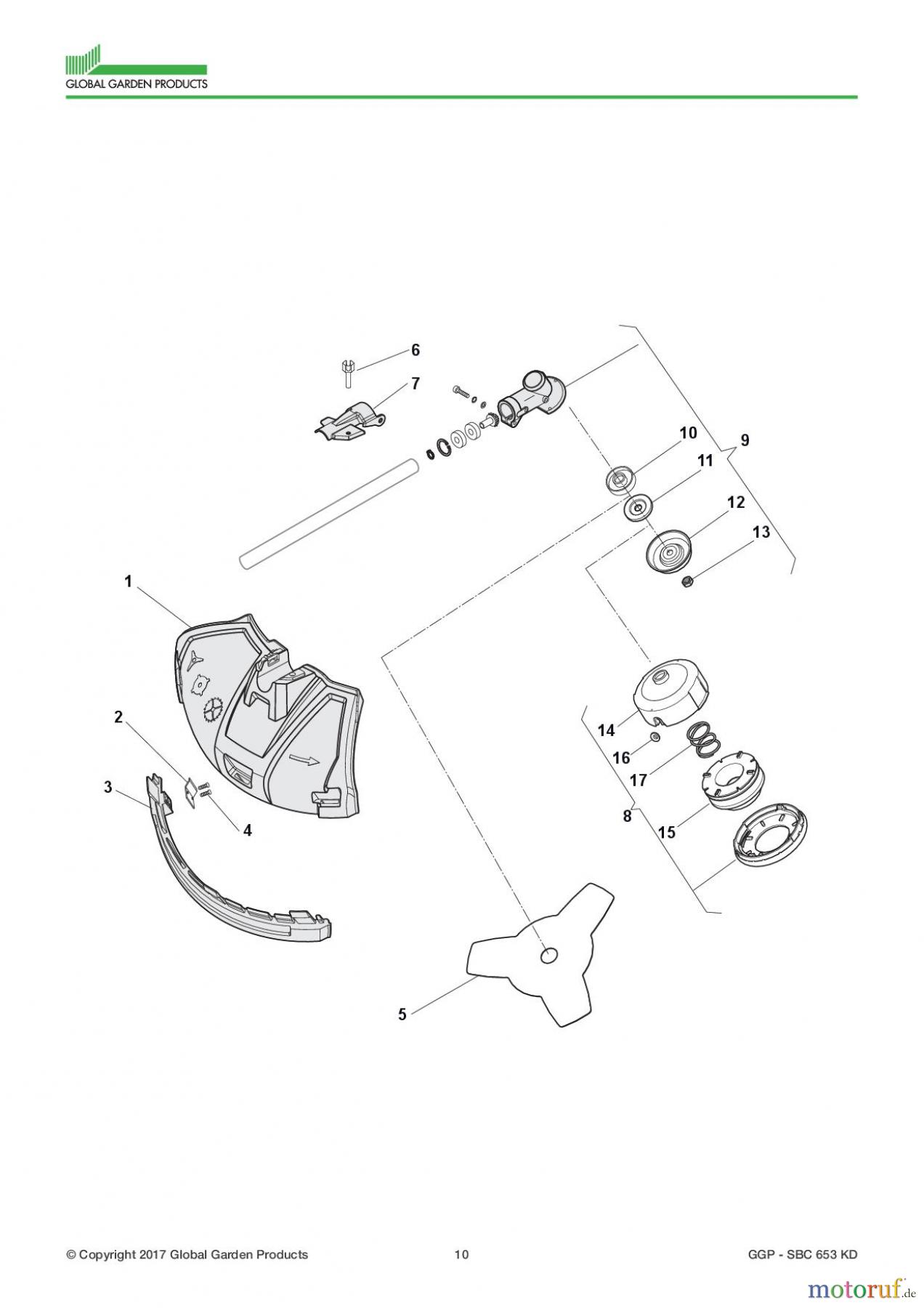  Global Garden Products GGP Motorsensen und Trimmer Benzin 2017 SBC 653 KD Gear case