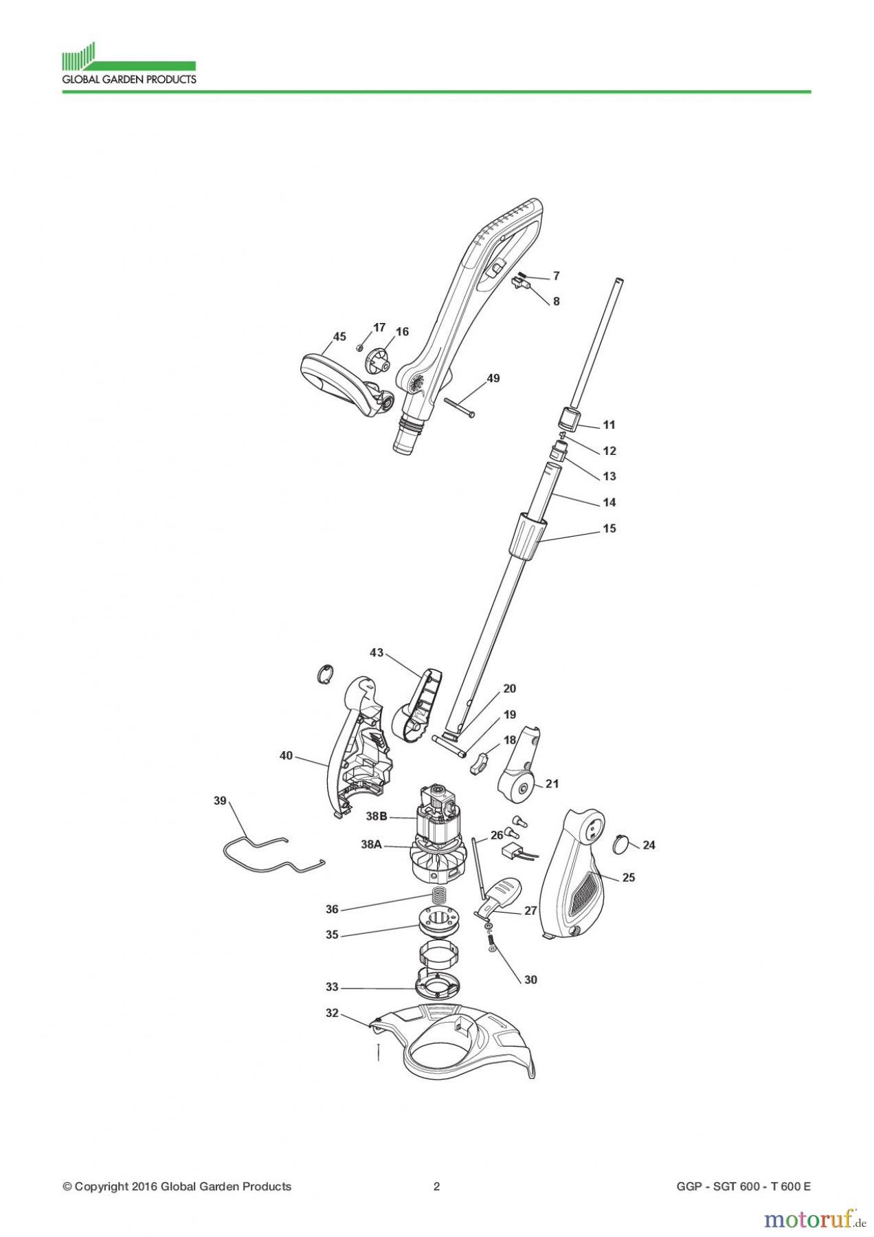  Global Garden Products GGP Motorsensen und Trimmer Elektro 2017 SGT 600 - T 600 E