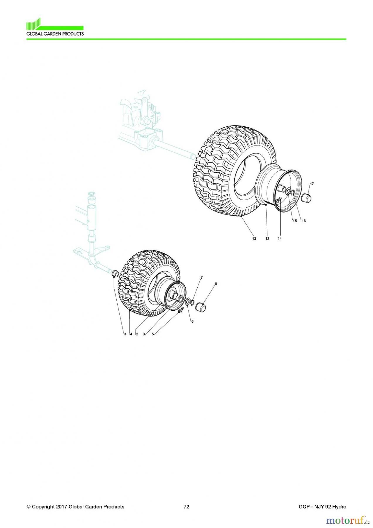  Global Garden Products GGP Aufsitzmäher Sammler Collecting 92cm 2017 NJY 92 Hydro Wheels