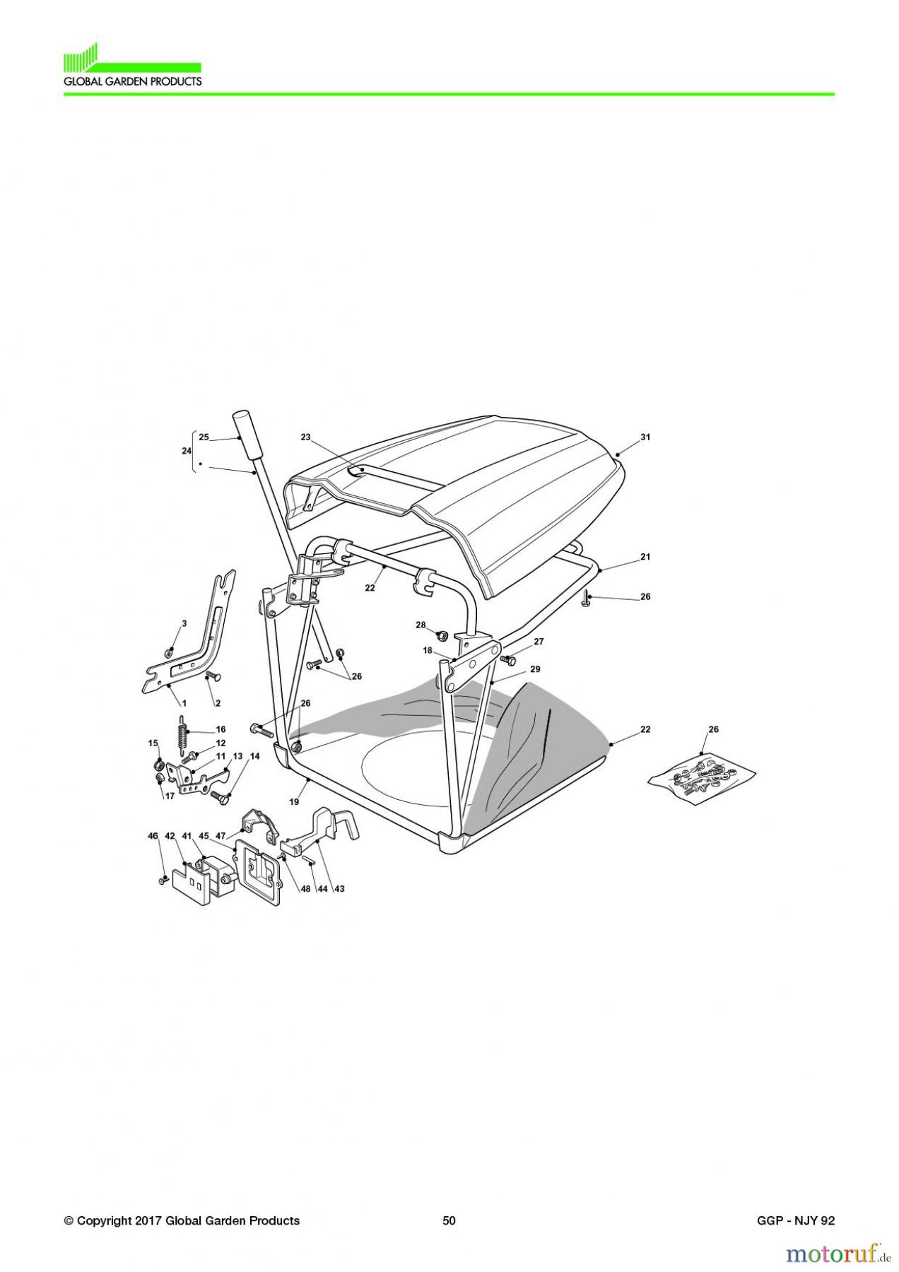  Global Garden Products GGP Aufsitzmäher Sammler Collecting 92cm 2017 NJY 92 Grass-Catcher - High End 260Lt