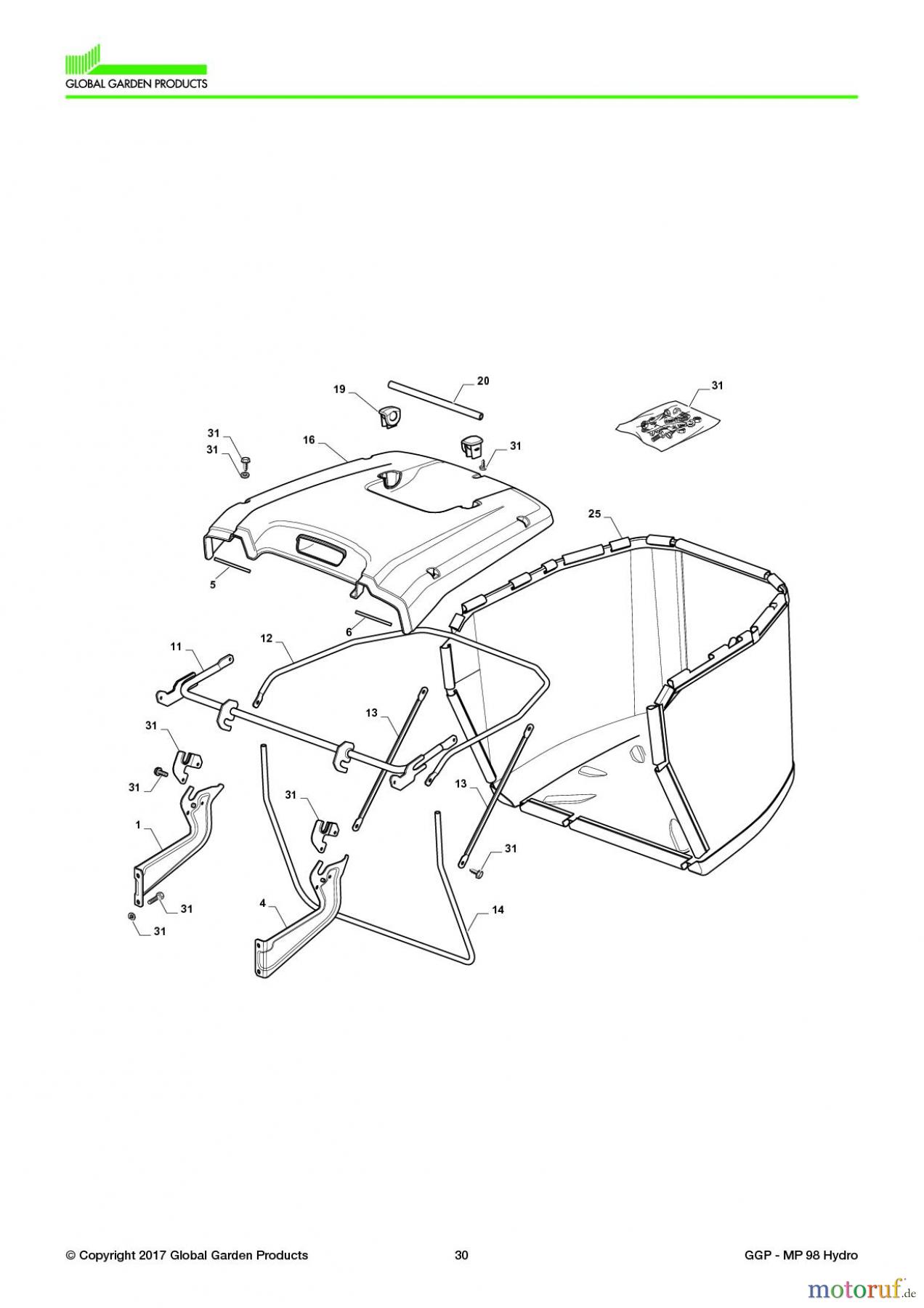  Global Garden Products GGP Aufsitzmäher Sammler Collecting 98cm 2017 MP 98 Hydro Grasscatcher Low End