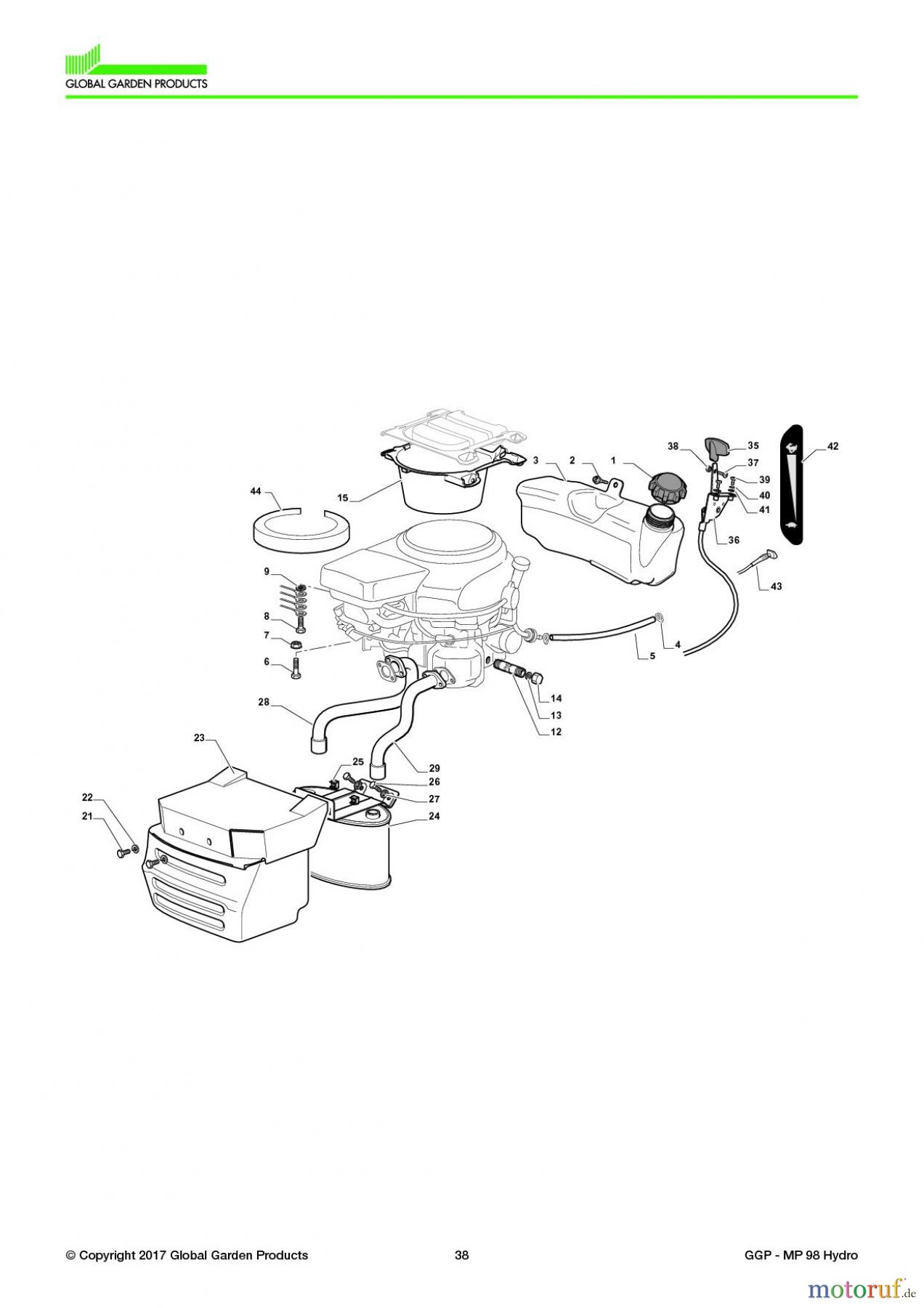  Global Garden Products GGP Aufsitzmäher Sammler Collecting 98cm 2017 MP 98 Hydro Engine - Honda GCV 530