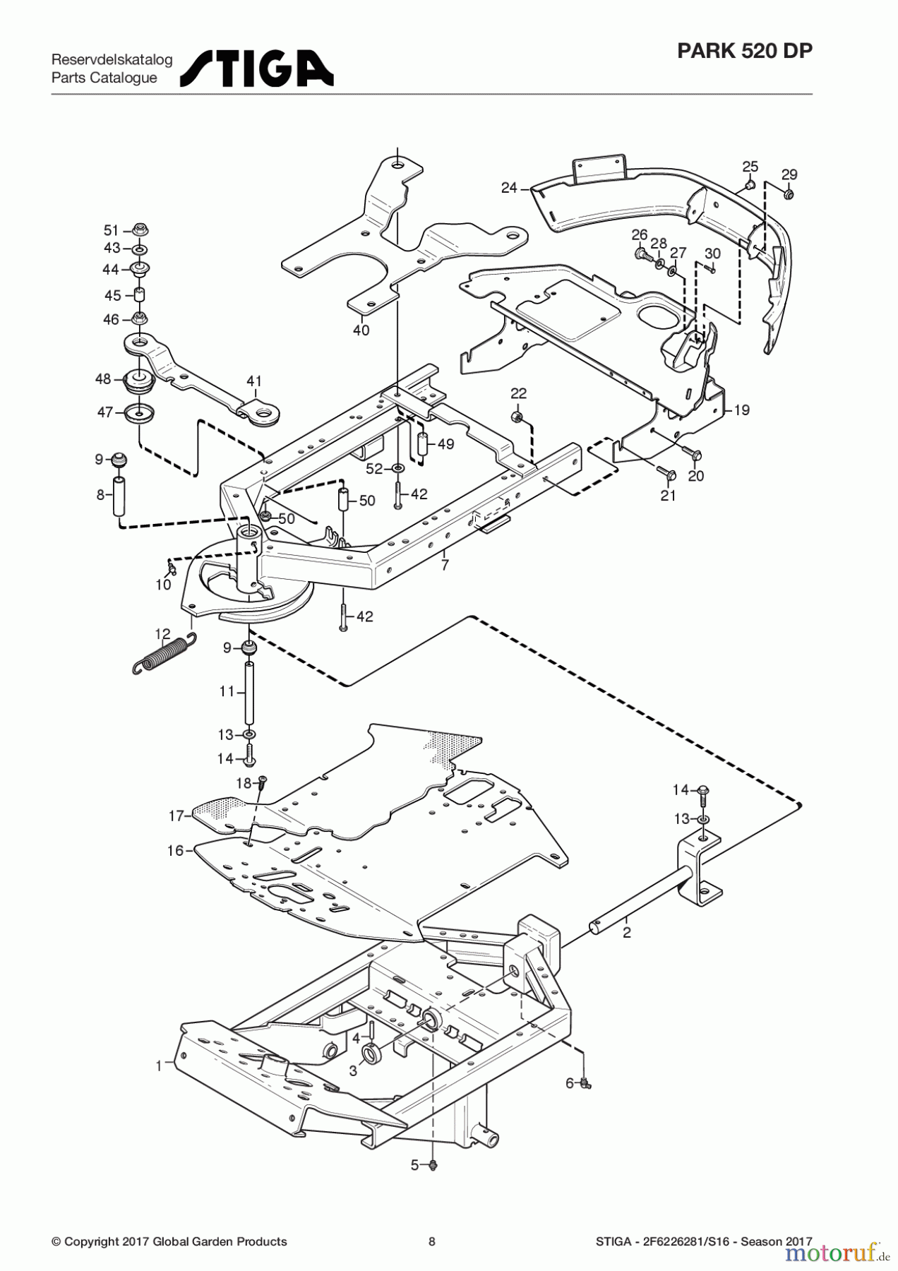  Stiga Frontmäher Baujahr 2017 Park Consumer High 2017 Park 520 DP 2F6226281/S16 - Season 2017 Frame