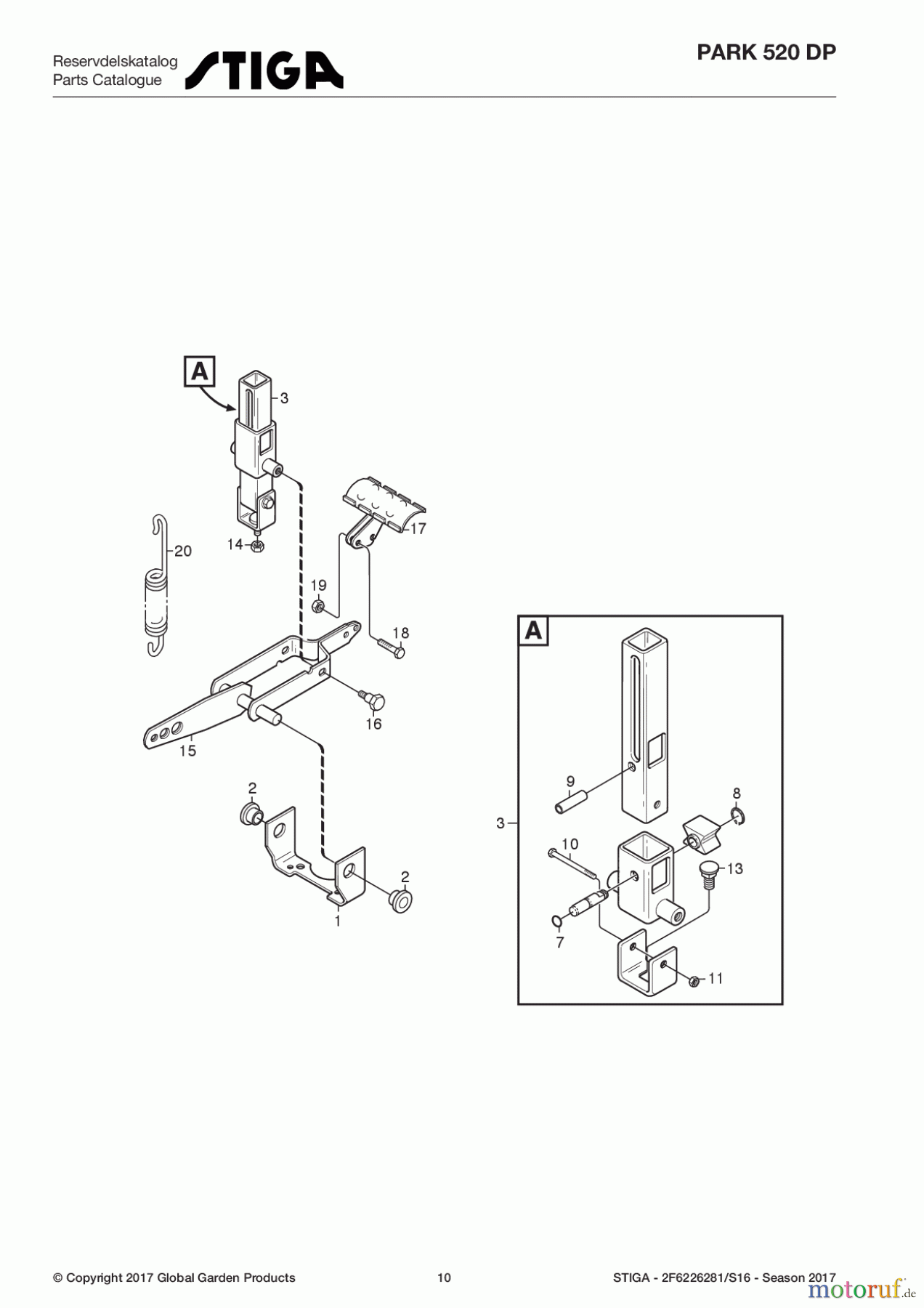  Stiga Frontmäher Grundgerät Park Consumer High 2017 Park 520 DP 2F6226281/S16 - Season 2017 Pedal lift