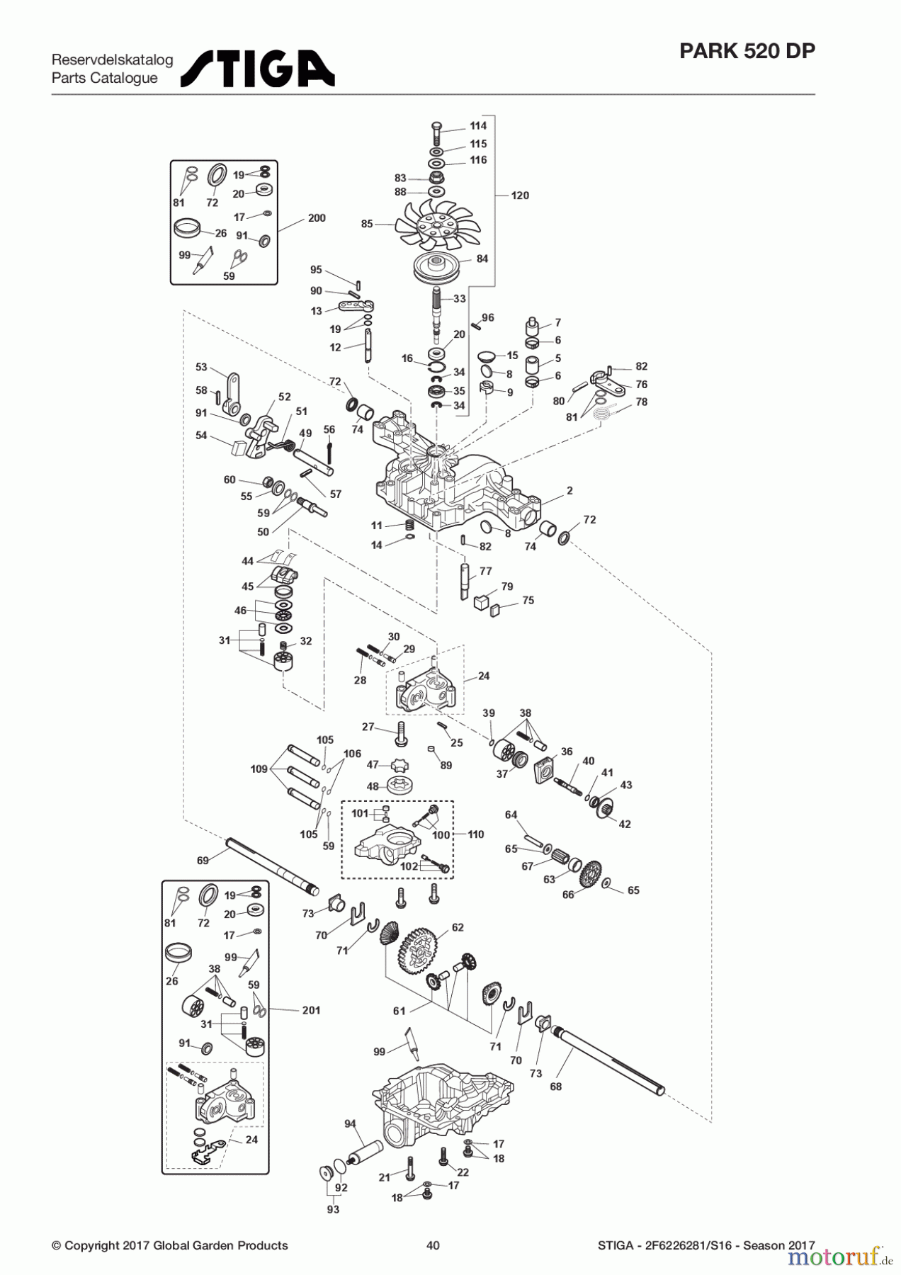  Stiga Frontmäher Baujahr 2017 Park Consumer High 2017 Park 520 DP 2F6226281/S16 - Season 2017 Transmission