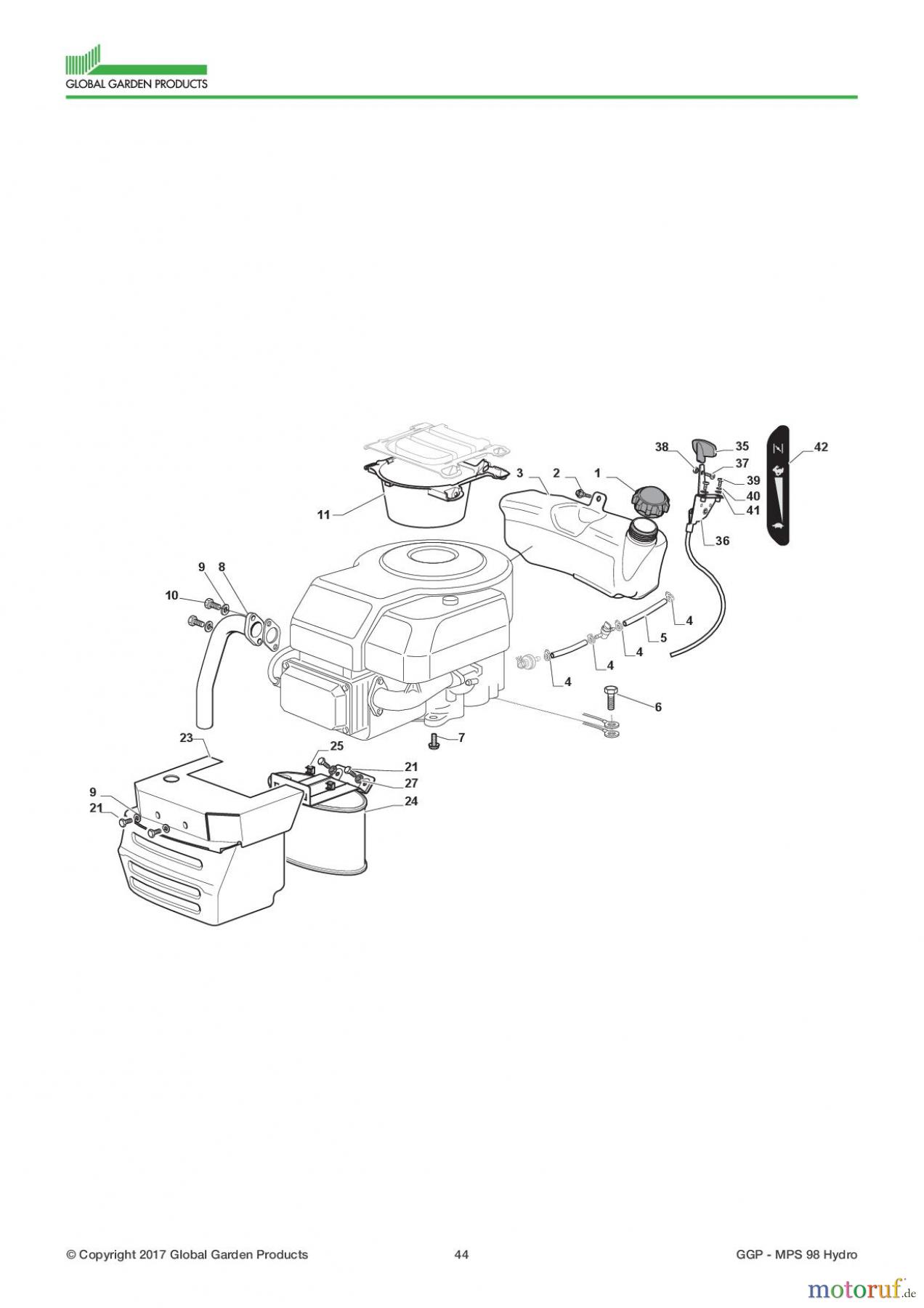  Global Garden Products GGP Aufsitzmäher Sammler Collecting 98cm 2017 MPS 98 Hydro Engine - Kohler