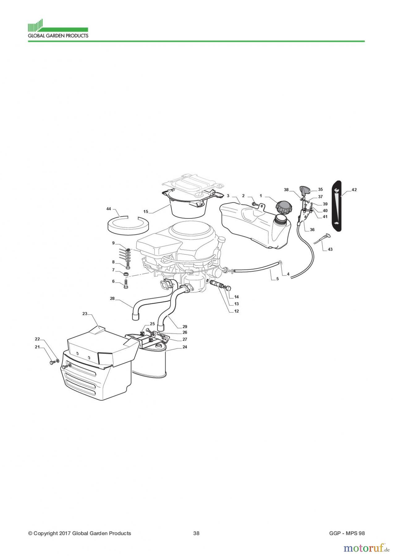  Global Garden Products GGP Aufsitzmäher Sammler Collecting 98cm 2017 MPS 98 Engine - Honda GCV 530