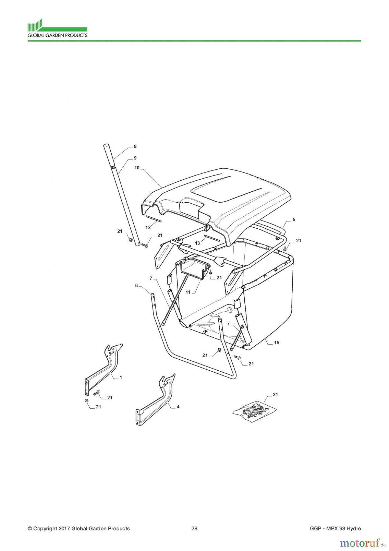  Global Garden Products GGP Aufsitzmäher Sammler Collecting 98cm 2017 MPX 98 Hydro Grasscatcher High End
