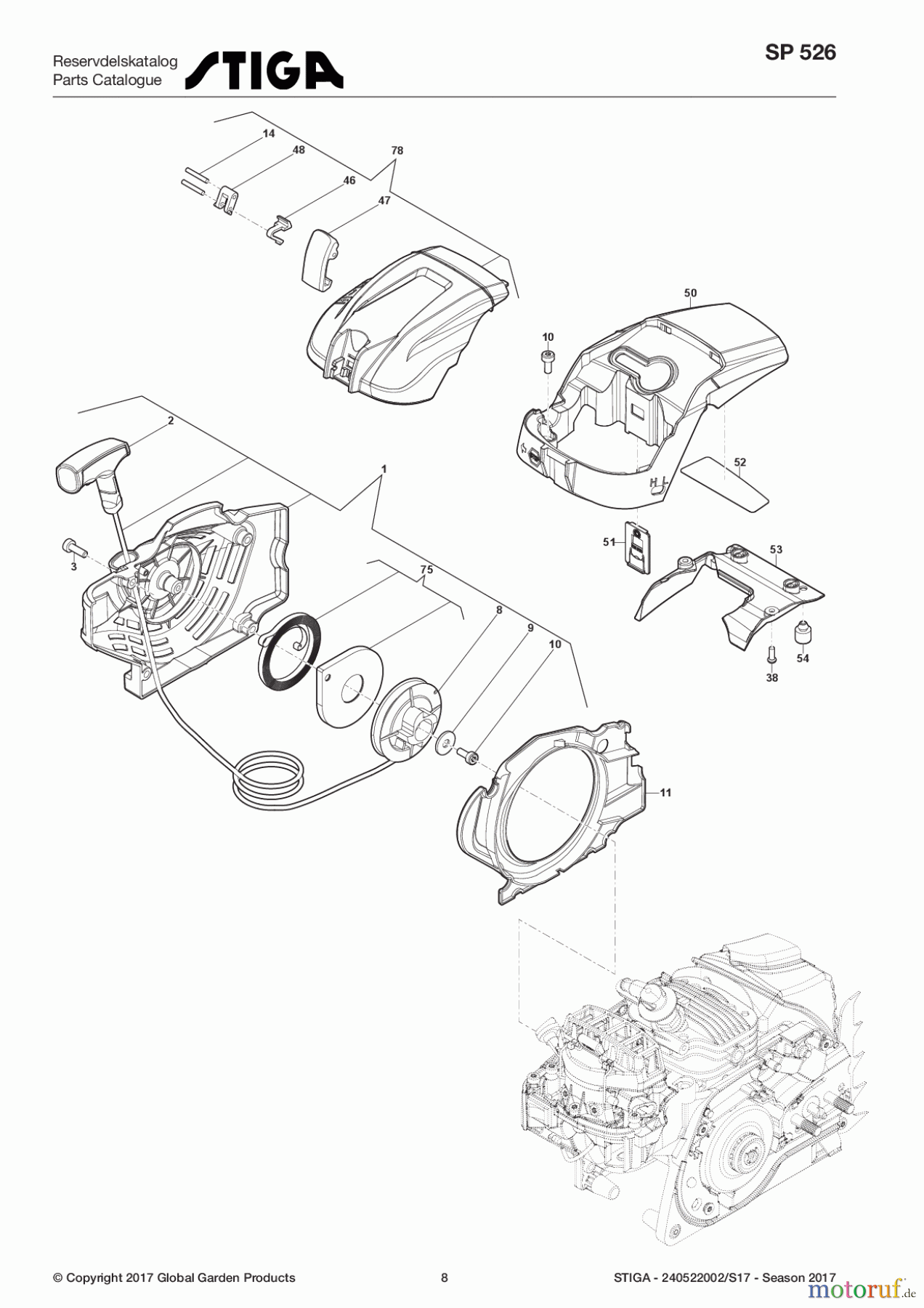  Stiga Kettensägen Benzin 2017 SP 526 240522002/S17 - Season 2017 Housing