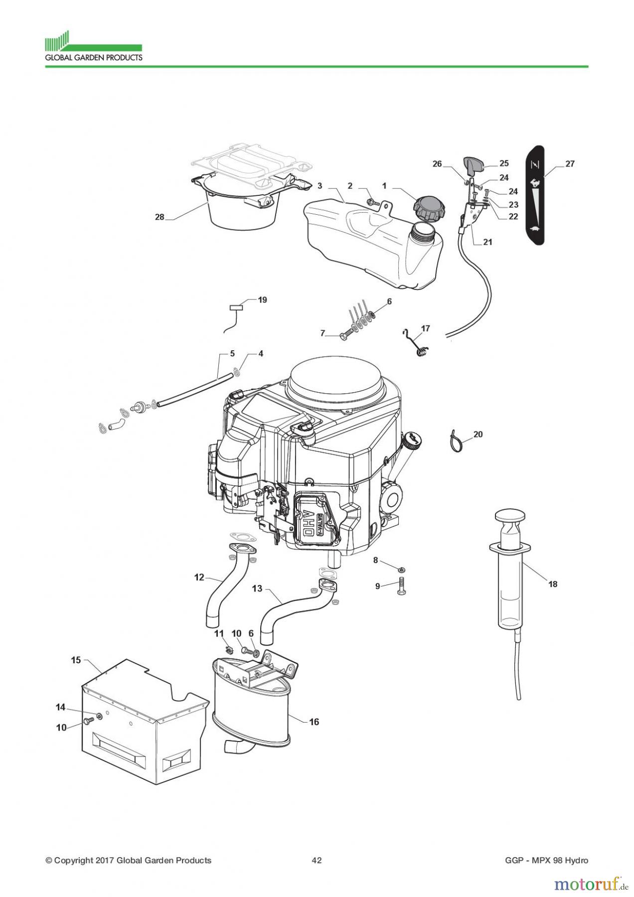  Global Garden Products GGP Aufsitzmäher Sammler Collecting 98cm 2017 MPX 98 Hydro Engine - Kawasaki