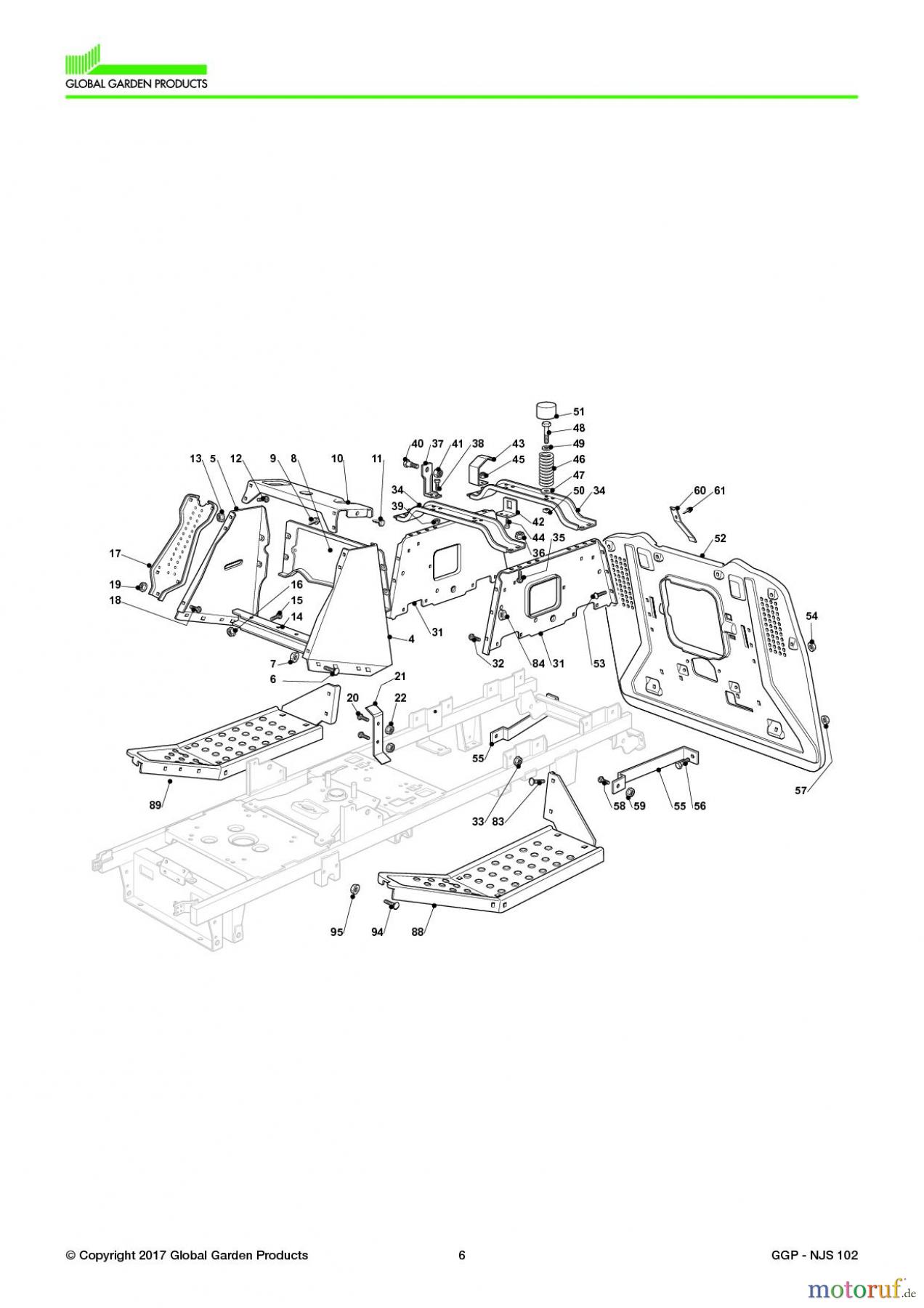  Global Garden Products GGP Aufsitzmäher Sammler Collecting 102-122cm 2017 NJS 102 Chassis