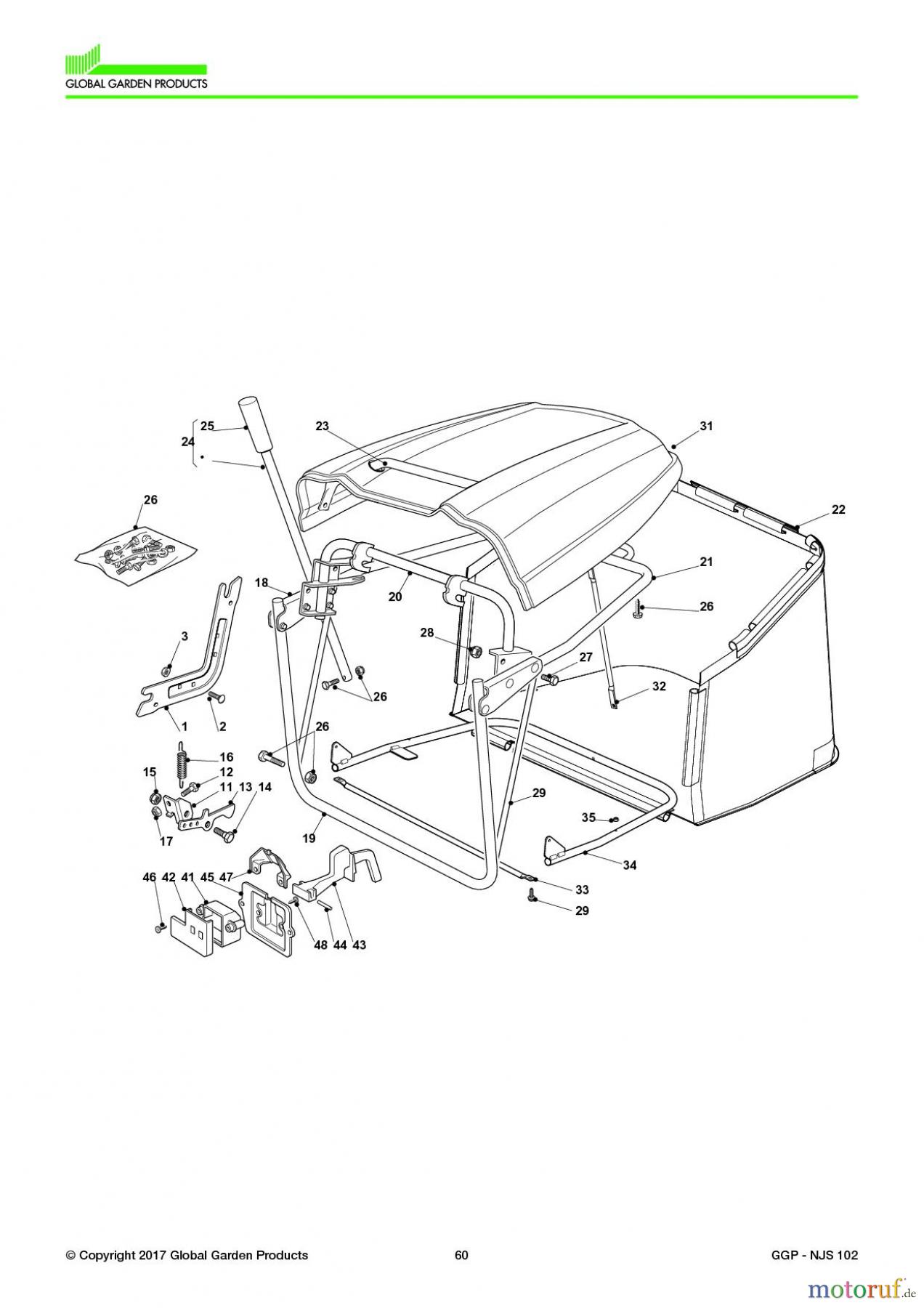  Global Garden Products GGP Aufsitzmäher Sammler Collecting 102-122cm 2017 NJS 102 Grass-Catcher - 290Lt