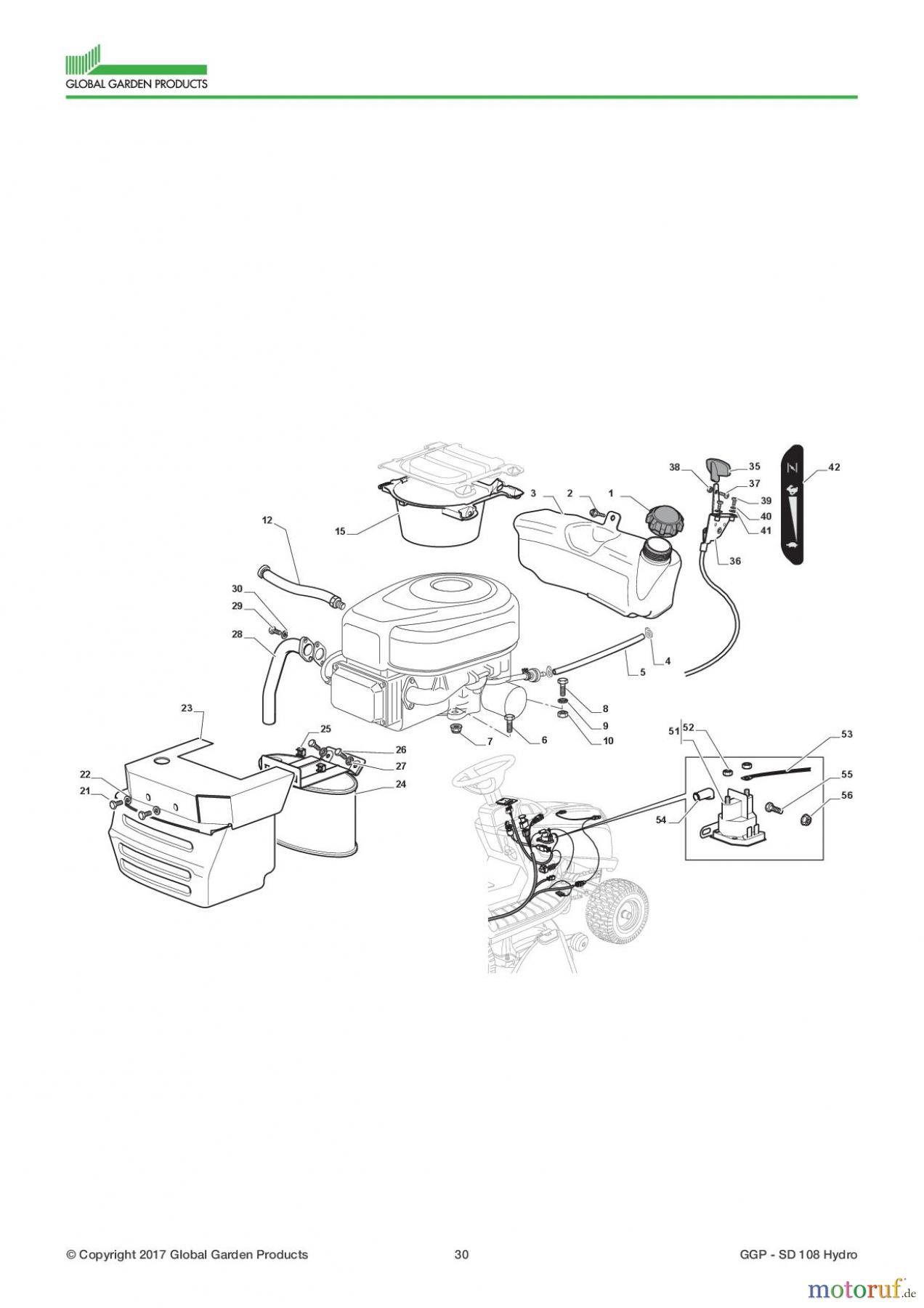  Global Garden Products GGP Aufsitzmäher Seitenauswurf 98-108cm 2017 SD 108 Hydro Engine - B&S 16,5 - 18,5 Hp