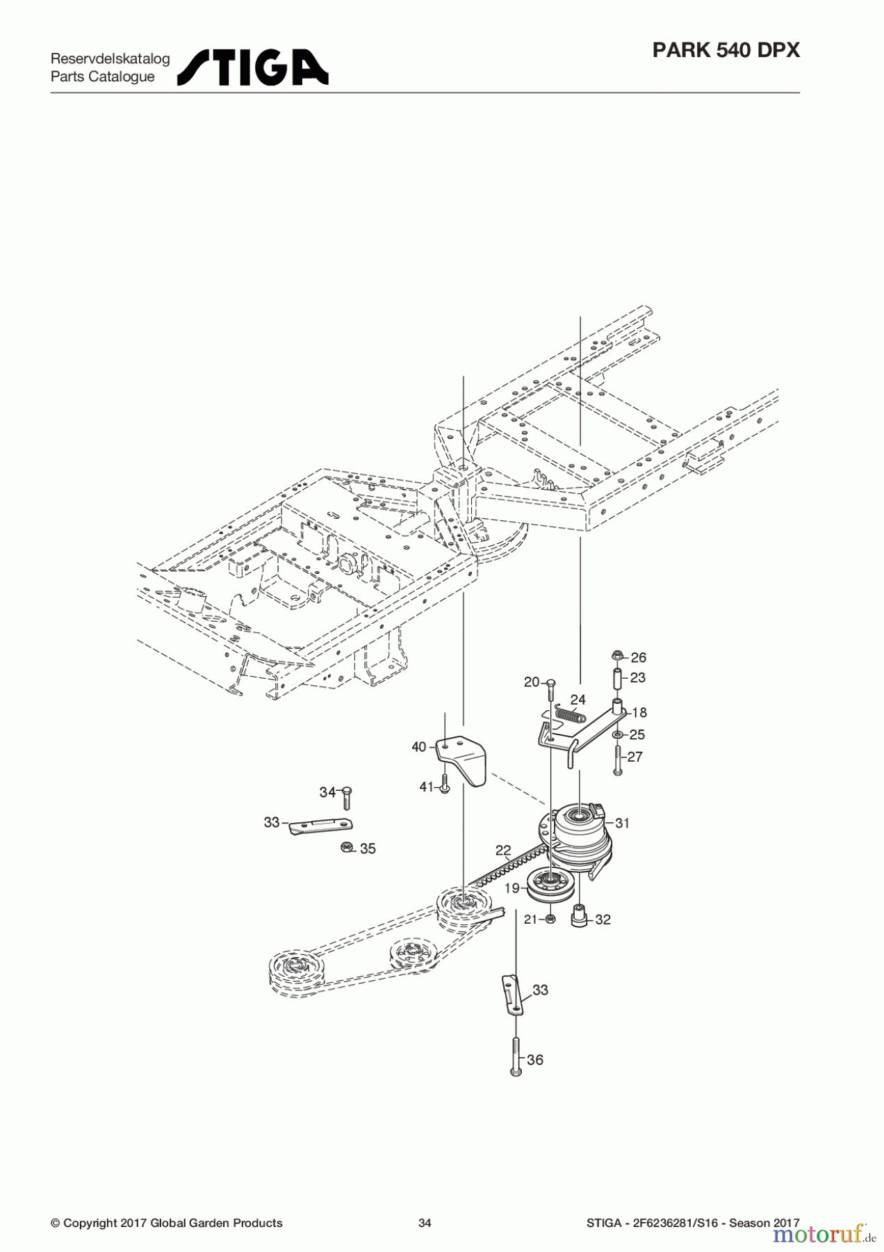  Stiga Frontmäher Baujahr 2017 Park Consumer High 2017 Park 540 DPX 2F6236281/S16 - Season 2017 Power take-off