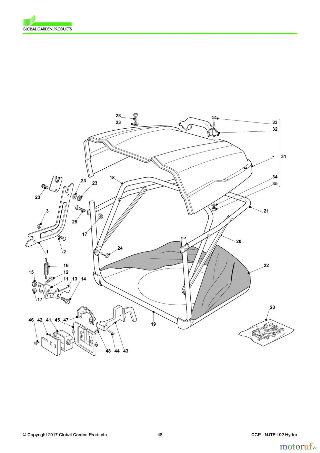  Global Garden Products GGP Aufsitzmäher Sammler Collecting 102-122cm 2017 NJTP 102 Hydro Grass-Catcher Low End 260Lt