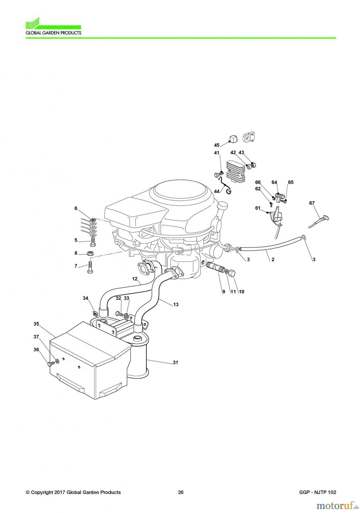  Global Garden Products GGP Aufsitzmäher Sammler Collecting 102-122cm 2017 NJTP 102 Engine - Honda Gcv 530