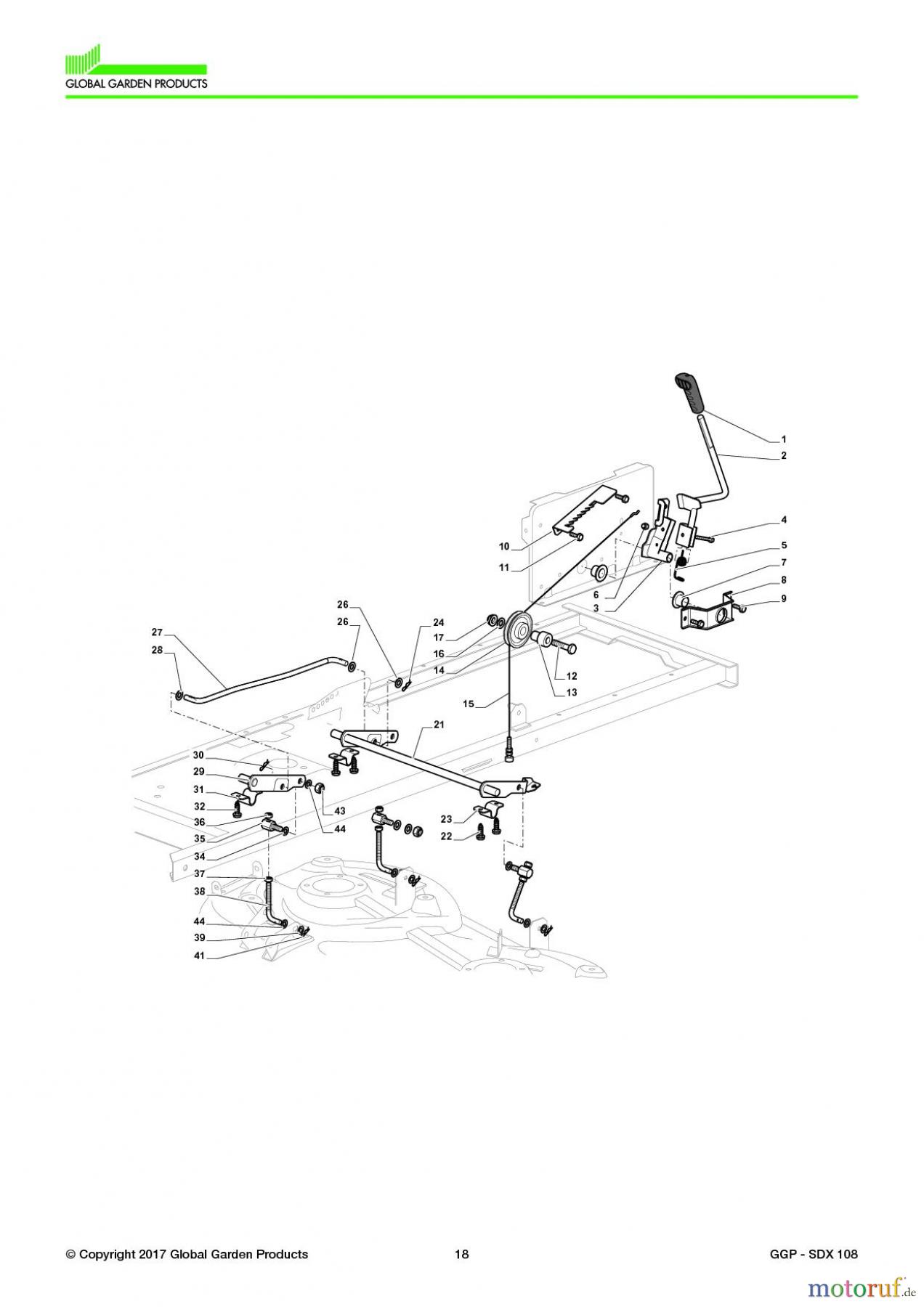  Global Garden Products GGP Aufsitzmäher Seitenauswurf 98-108cm 2017 SDX 108 Cutting Plate Lifting