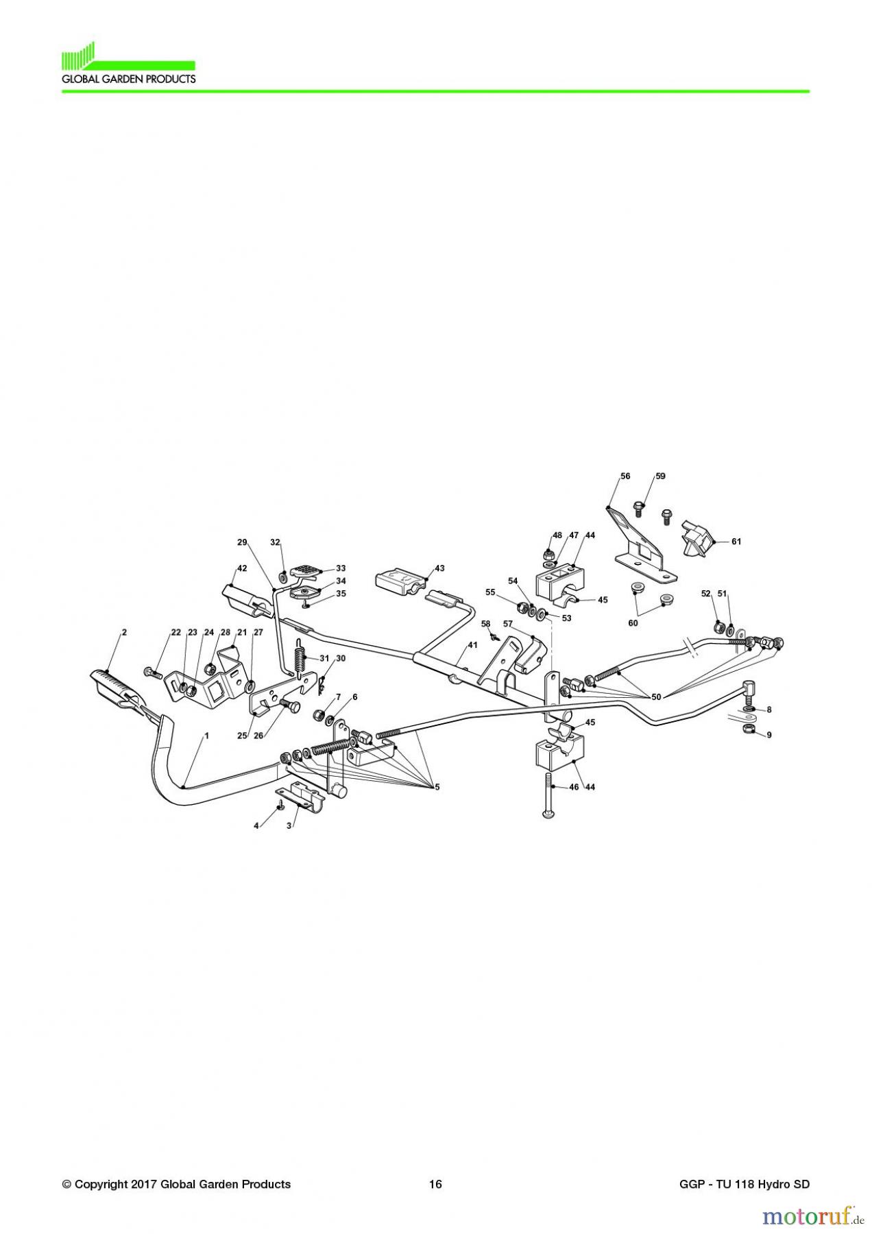  Global Garden Products GGP Aufsitzmäher Seitenauswurf 108-118cm 2017 TU 118 Hydro SD Brake And Gearbox Controls - TX/TS Models