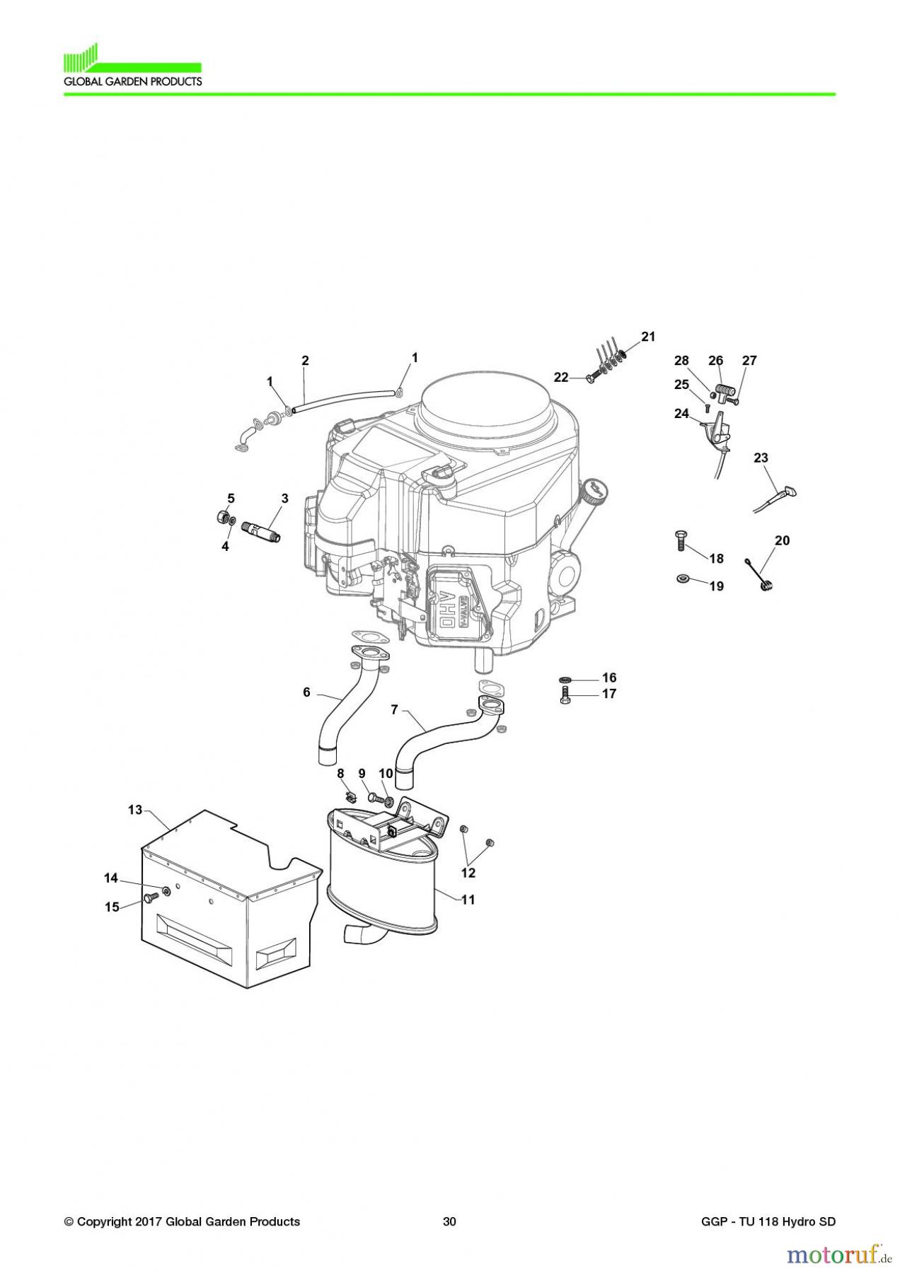  Global Garden Products GGP Aufsitzmäher Seitenauswurf 108-118cm 2017 TU 118 Hydro SD Engine - Kawasaki