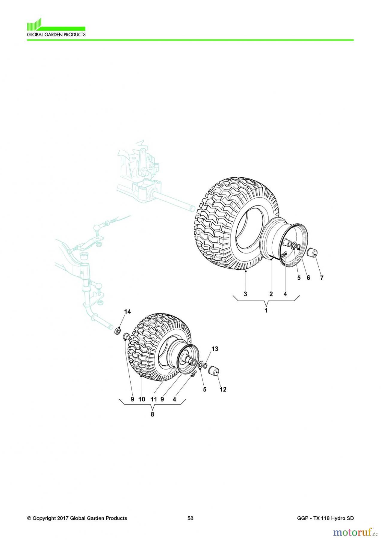  Global Garden Products GGP Aufsitzmäher Seitenauswurf 108-118cm 2017 TX 118 Hydro SD Wheels