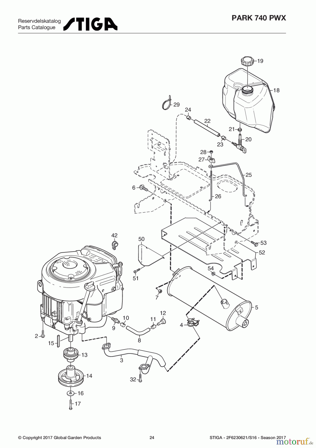  Stiga Frontmäher Baujahr 2017 Park Consumer High 2017 Park 740 PWX 2F6230621/S16 - Season 2017 Engine