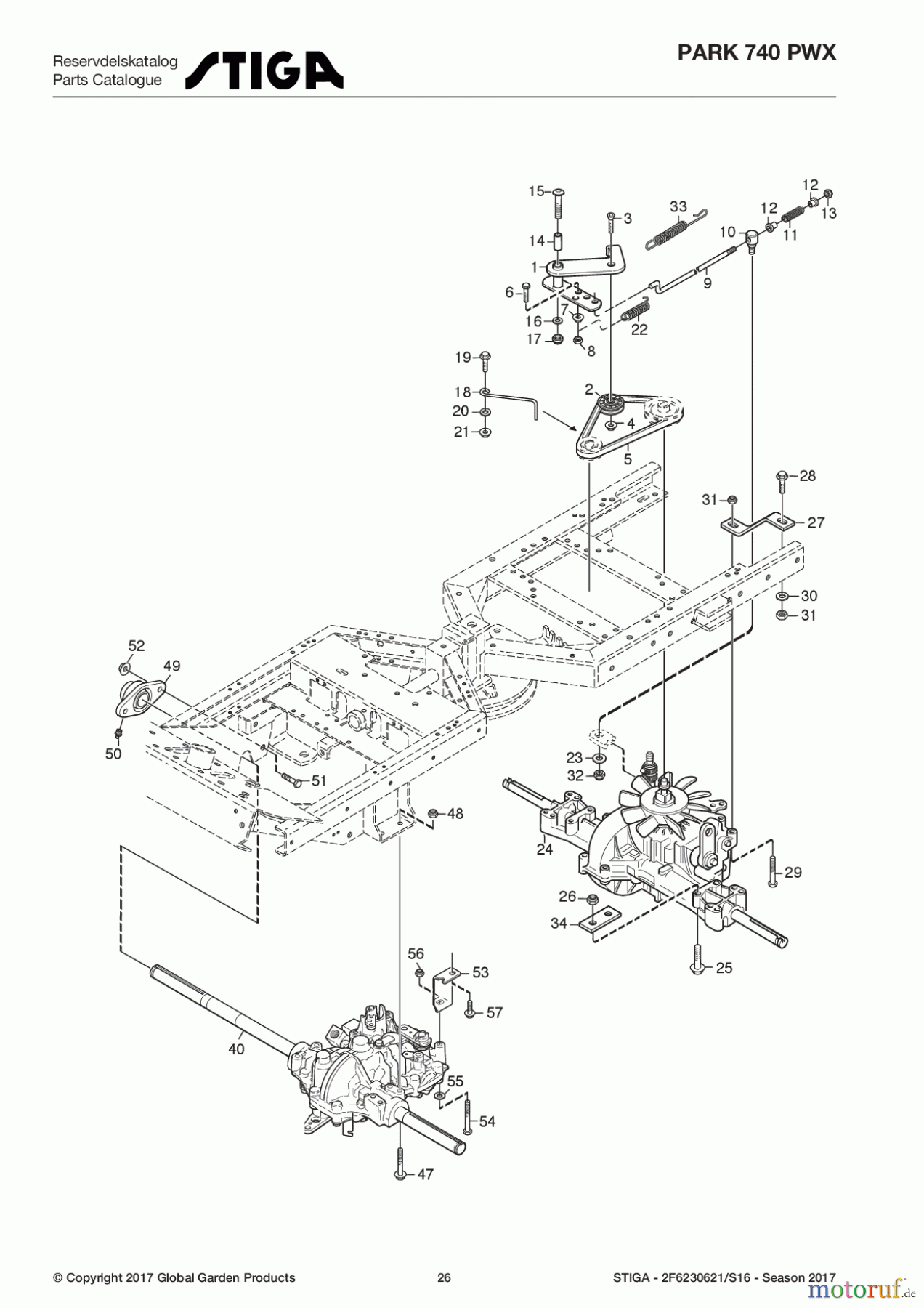  Stiga Frontmäher Baujahr 2017 Park Consumer High 2017 Park 740 PWX 2F6230621/S16 - Season 2017 Transmission