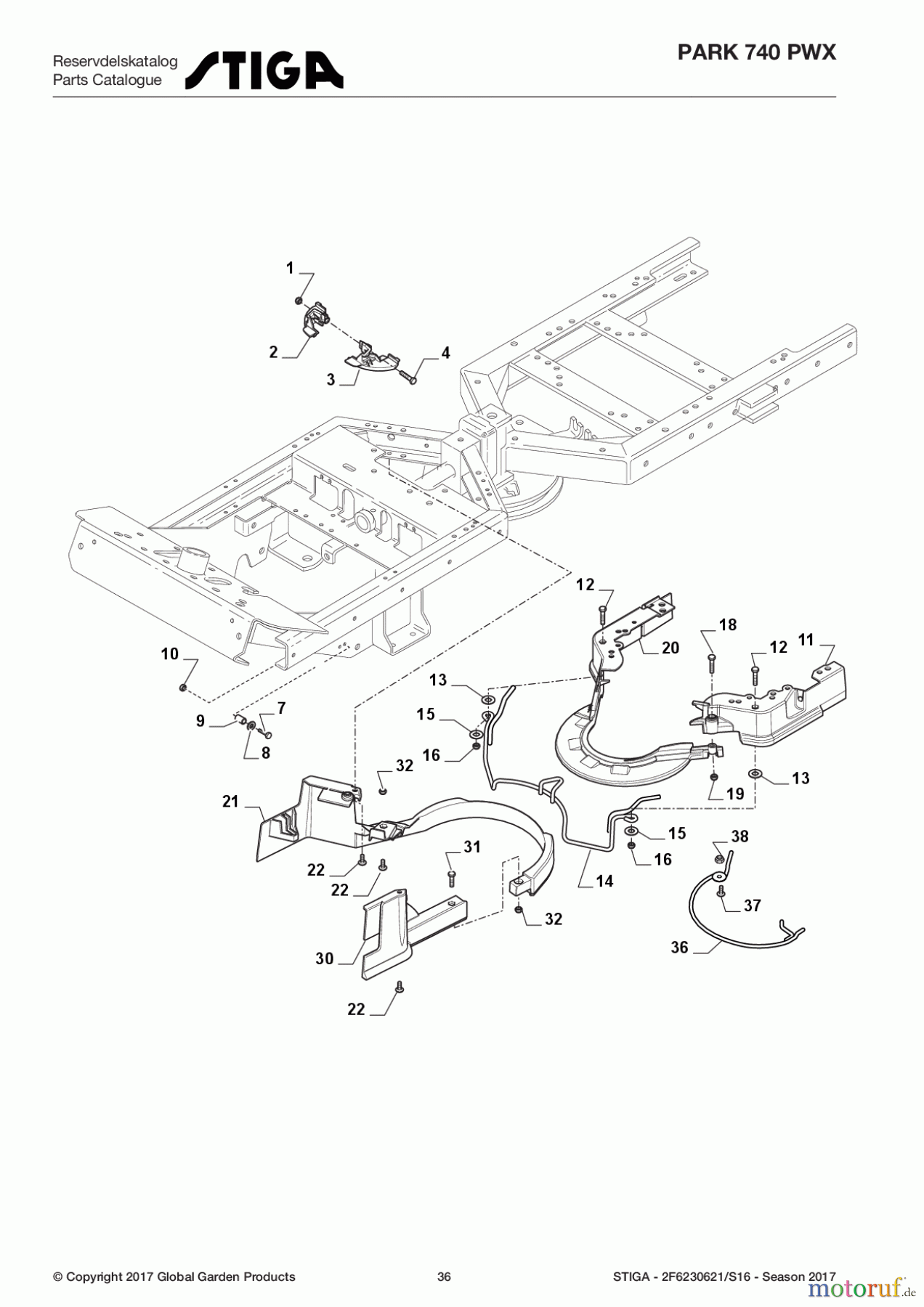  Stiga Frontmäher Grundgerät Park Consumer High 2017 Park 740 PWX 2F6230621/S16 - Season 2017 Protection, Belt