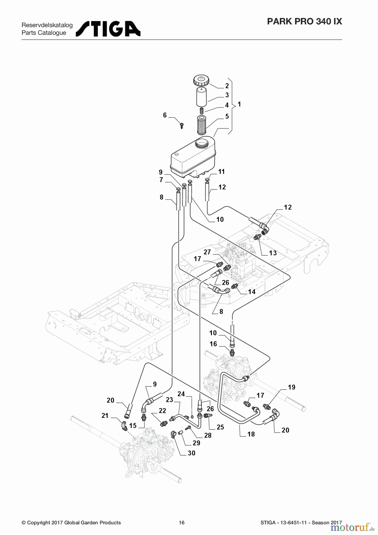  Stiga Frontmäher Grundgerät Park Pro 2017 Park Pro 340 IX 13-6451-11 - Season 2017 Transmission (Hydraulic Parts)