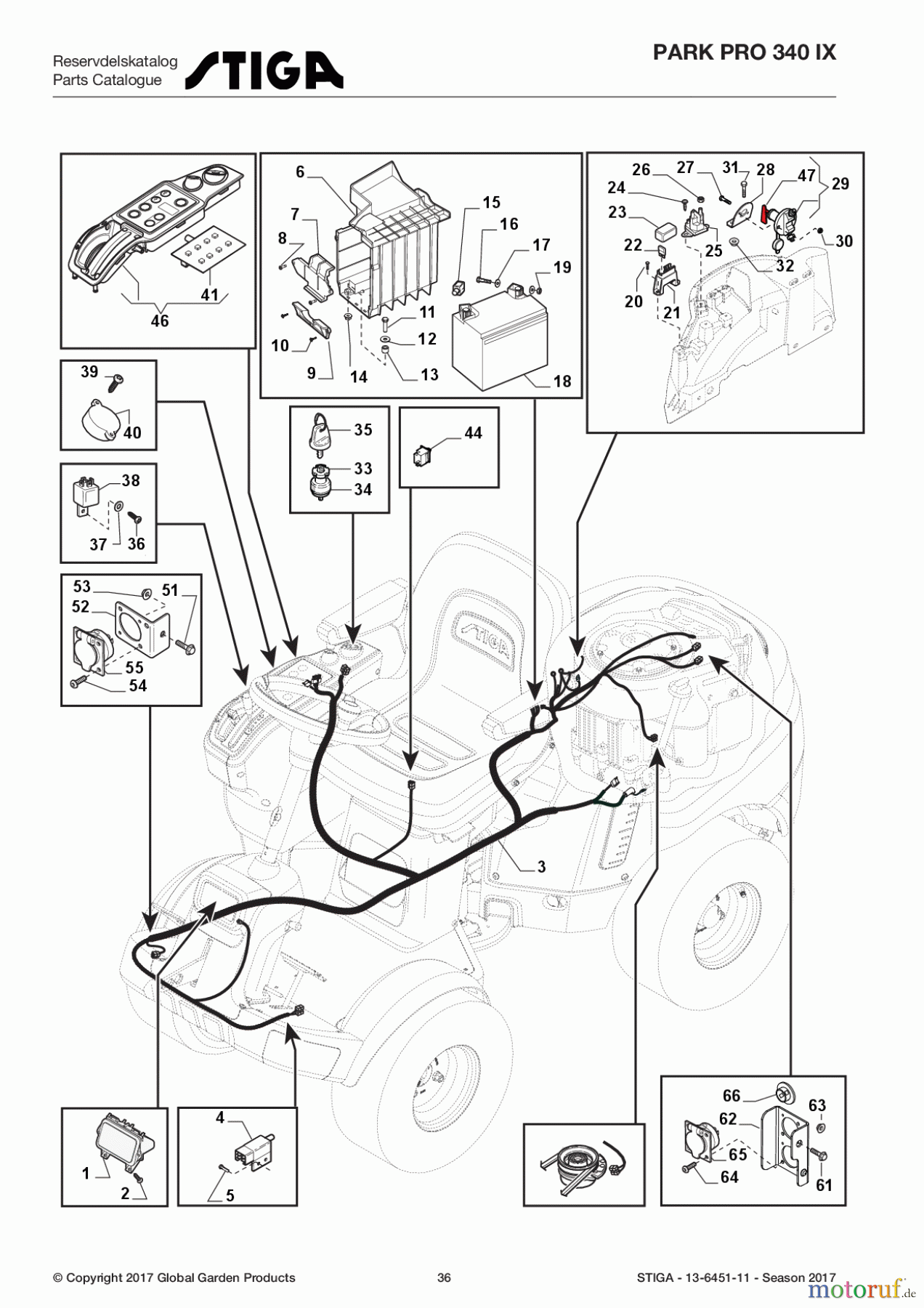  Stiga Frontmäher Baujahr 2017 Park Pro 2017 Park Pro 340 IX 13-6451-11 - Season 2017 Electric equipment