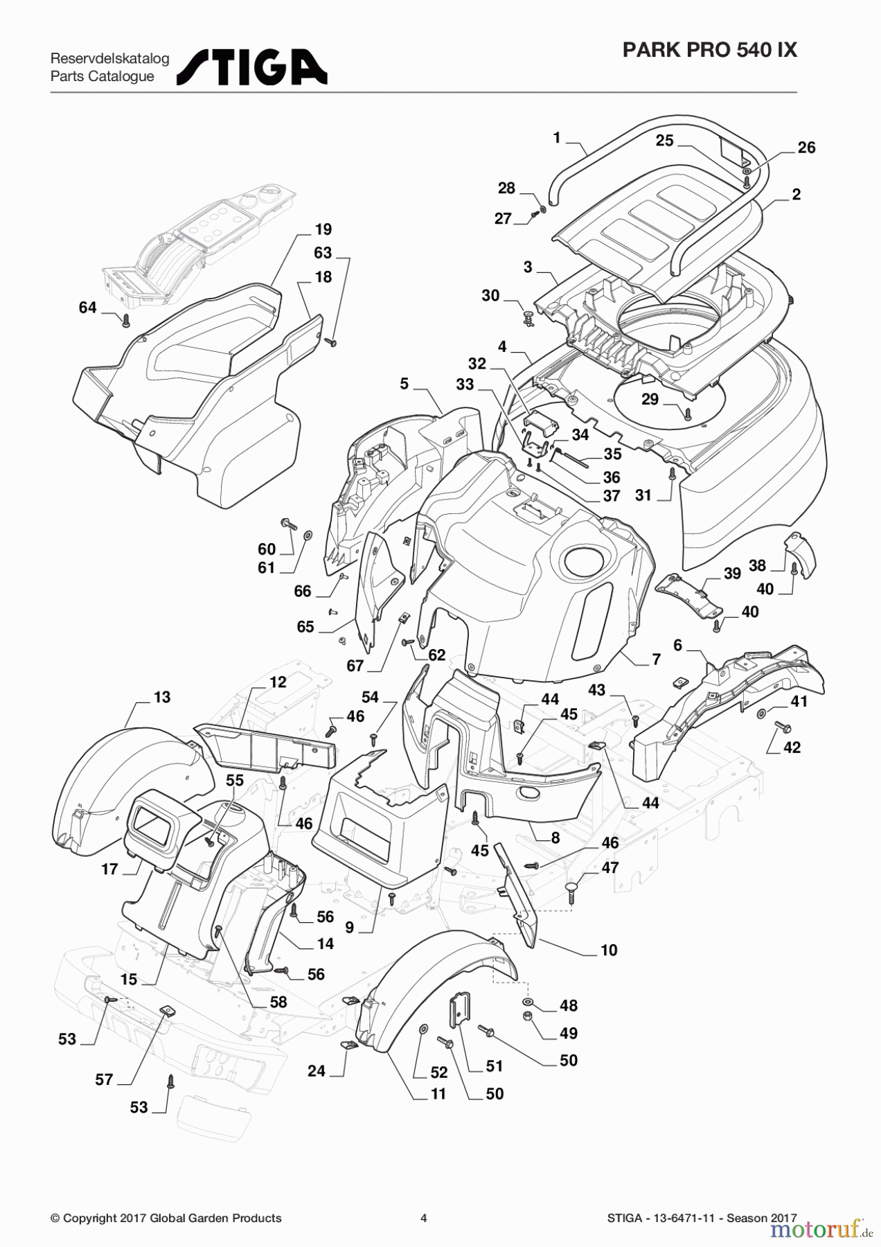  Stiga Frontmäher Grundgerät Park Pro 2017 Park Pro 540 IX 13-6471-11 - Season 2017 Body