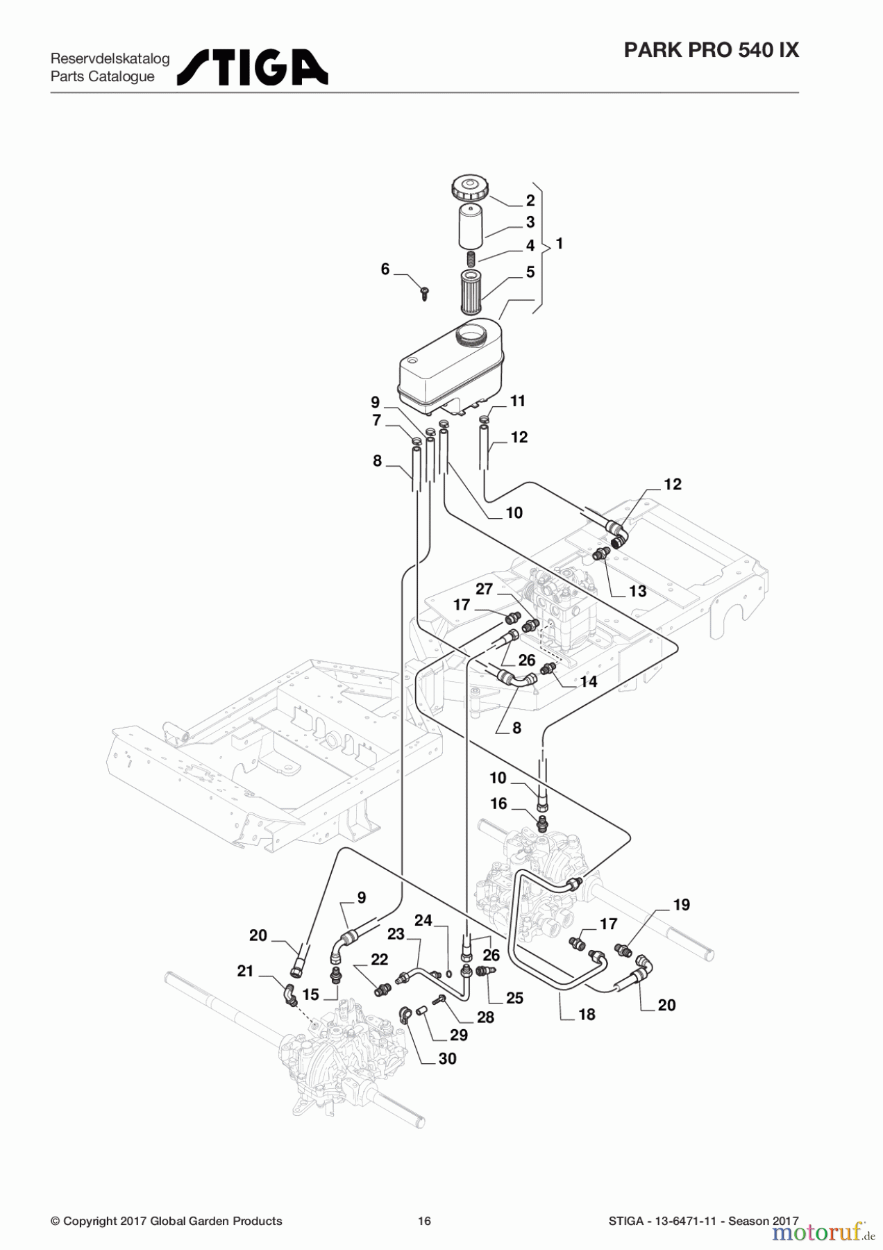  Stiga Frontmäher Grundgerät Park Pro 2017 Park Pro 540 IX 13-6471-11 - Season 2017 Transmission (Hydraulic Parts)