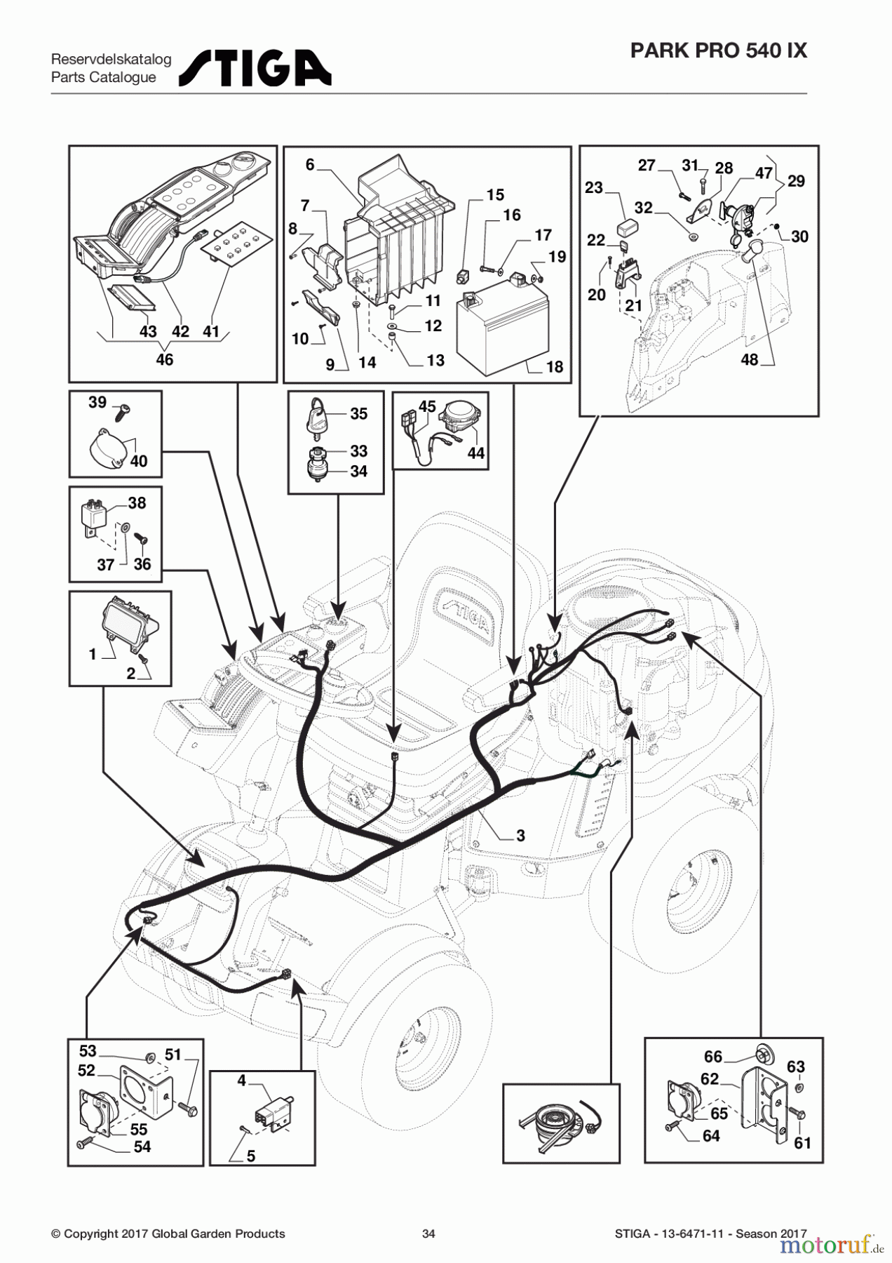  Stiga Frontmäher Baujahr 2017 Park Pro 2017 Park Pro 540 IX 13-6471-11 - Season 2017 Electric equipment