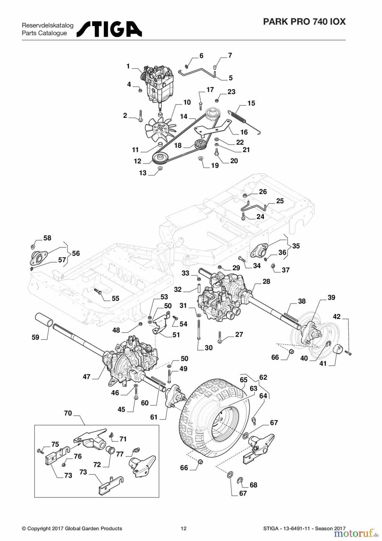  Stiga Frontmäher Baujahr 2017 Park Pro 2017 Park Pro 740 IOX 13-6491-11 - Season 2017 Transmission (Mechanical Parts)