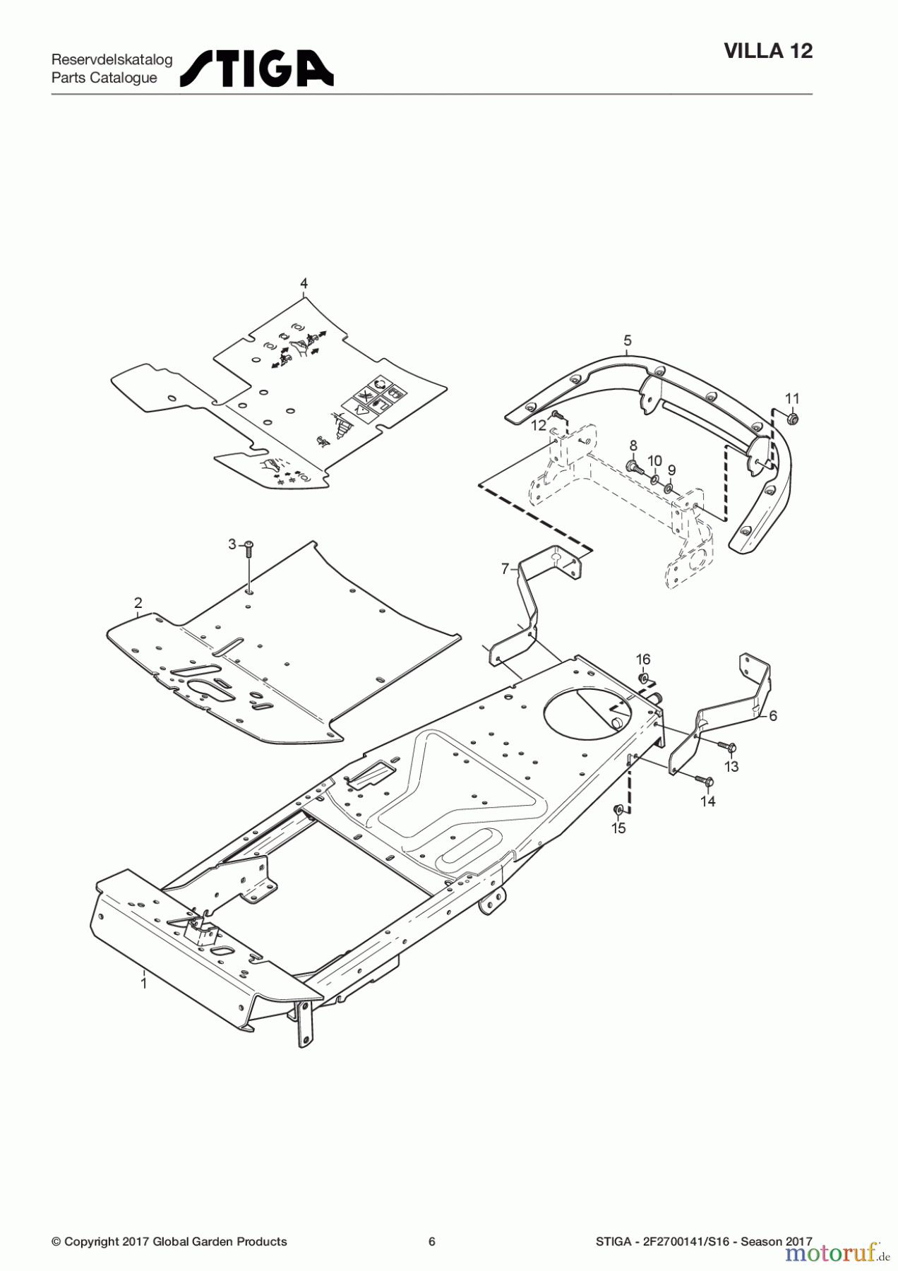  Stiga Frontmäher Grundgerät Villa - Ready 2017 Villa 12 2F2700141/S16 - Season 2017 Frame