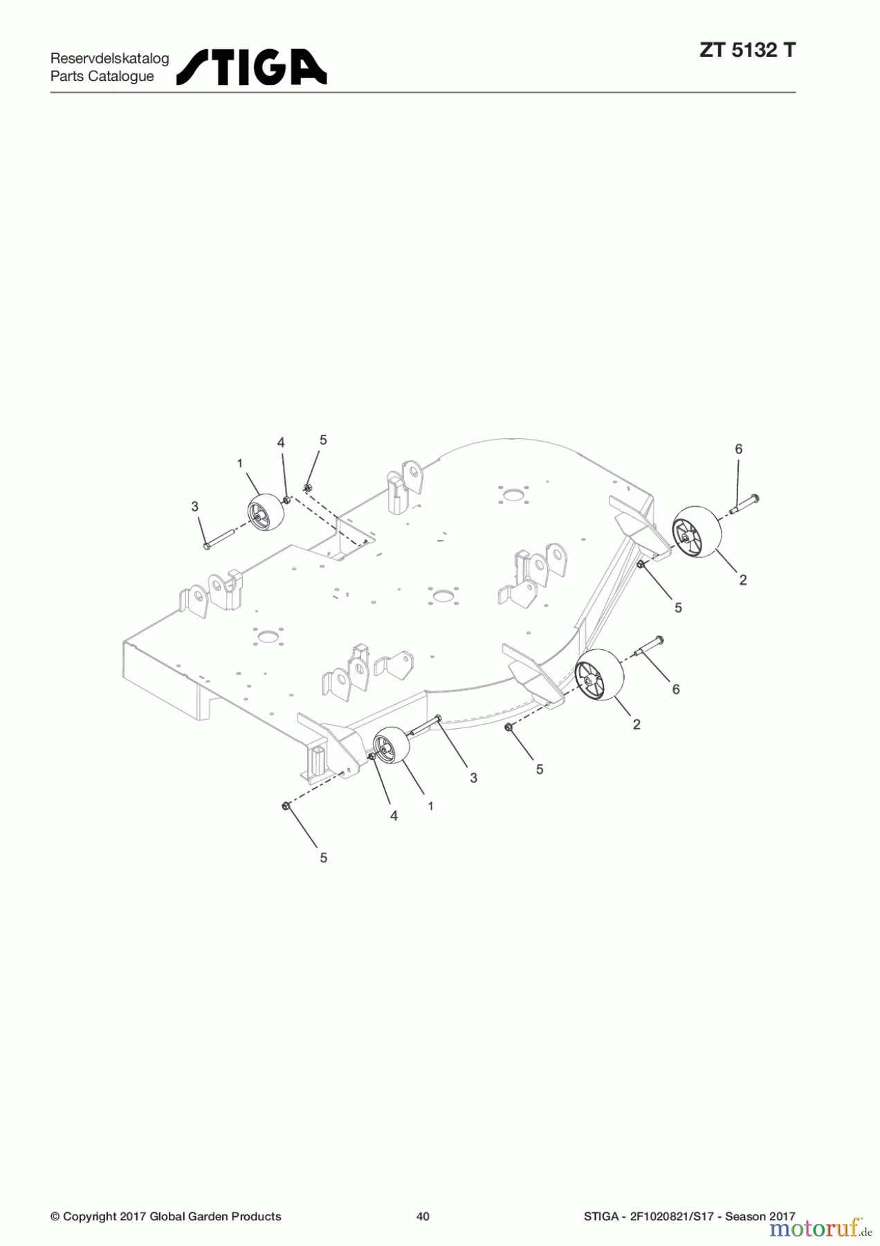  Stiga Frontmäher Baujahr 2017 Zero Turn Mowers 2017 ZT 5132 T 2F1020821/S17 - Season 2017 Anti-Scalp Rollers