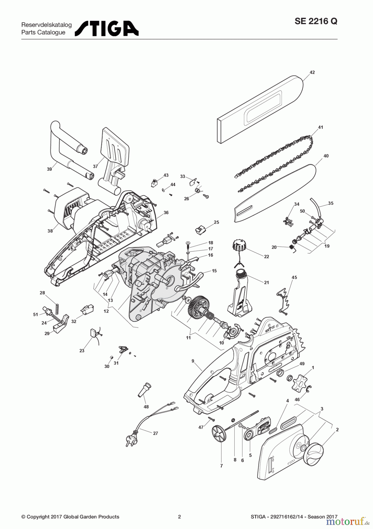  Stiga Kettensägen Baujahr 2017 Elektro 2017 SE 2216 Q 292716162/14 - Season 2017 Electric Chain saw