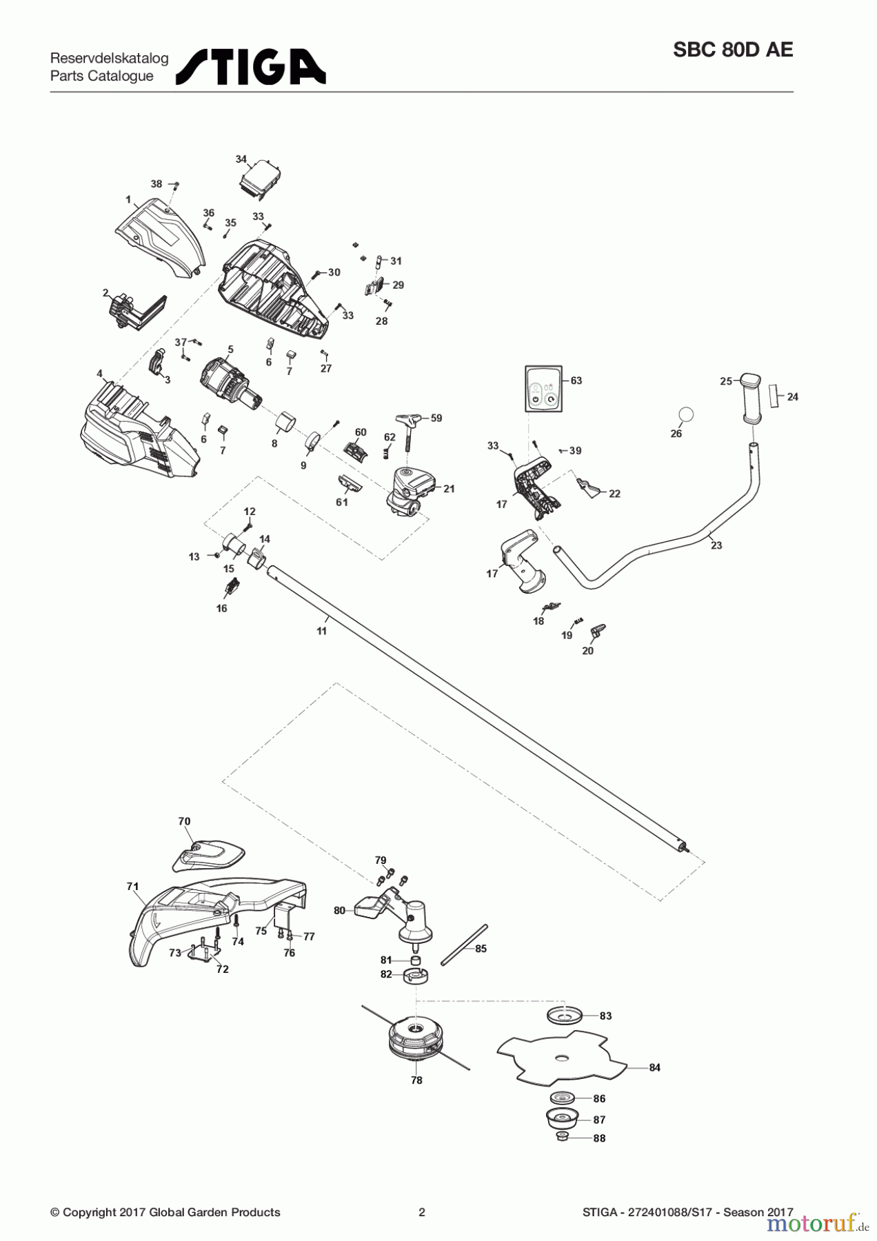  Stiga Motorsensen, Trimmer Baujahr 2017 Akku Baujahr 2017 SBC 80D AE 272401088/S17 - Season 2017 80V Battery Brushcutter